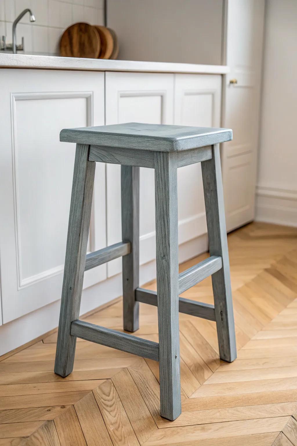 Elevate your kitchen style with the simplicity and elegance of eclectic gray stools.