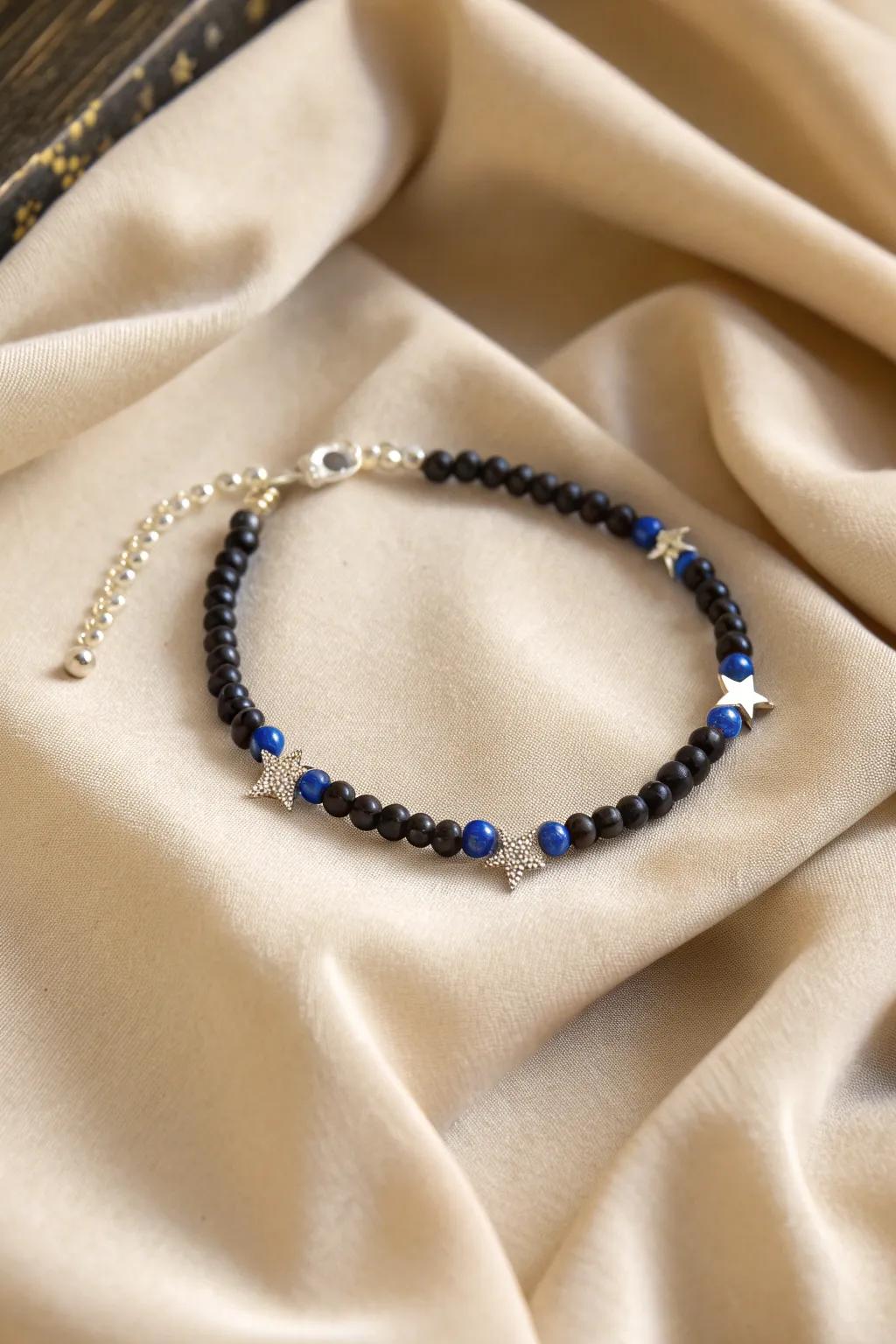 Embrace the enchanting allure of Midnight Magic with this stunning clay bead bracelet.