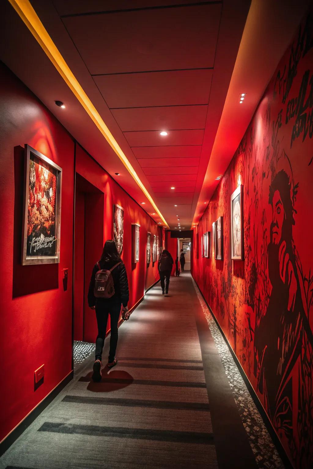Red walls make a bold and passionate statement in any hallway.