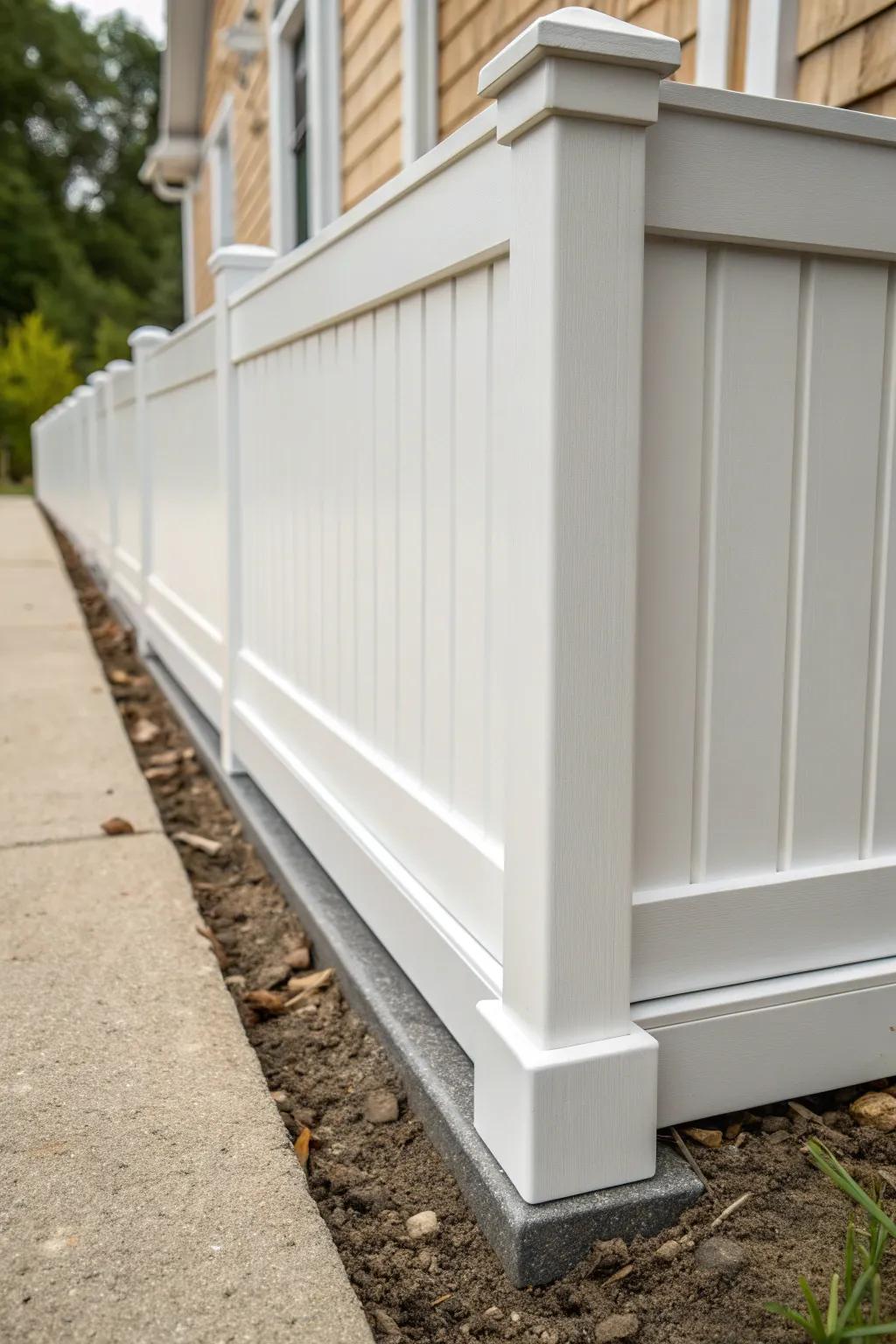 Elevate your fence game with precision-fit vinyl base molding for a flawless finish.