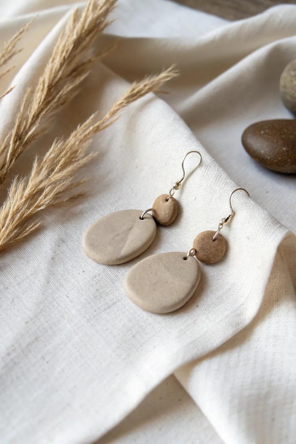 Embrace serenity with these handcrafted organic pebble clay earrings, where natural beauty meets minimalist elegance.
