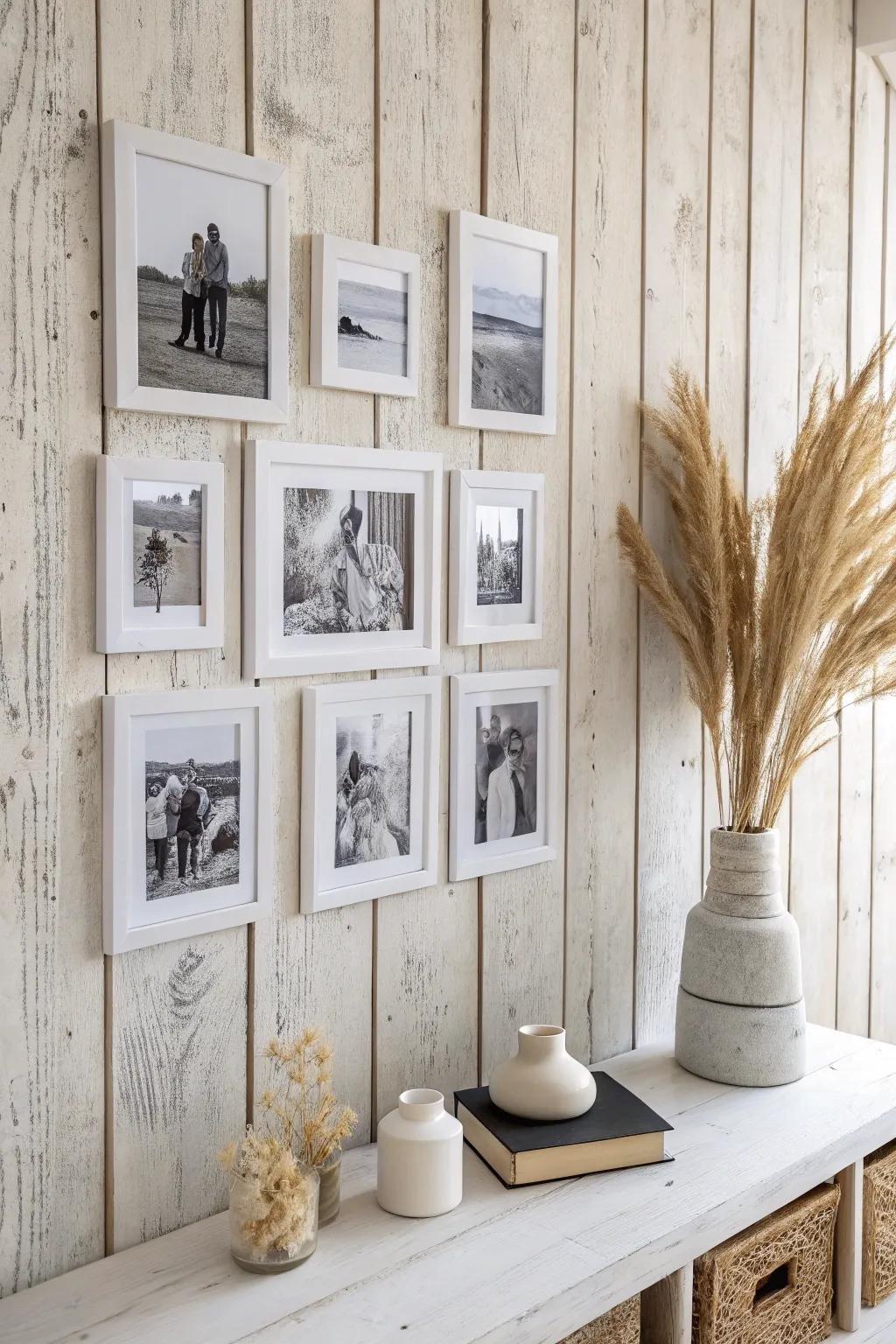 Craft a heartwarming family photo collage that adds timeless charm and personal warmth to your space.