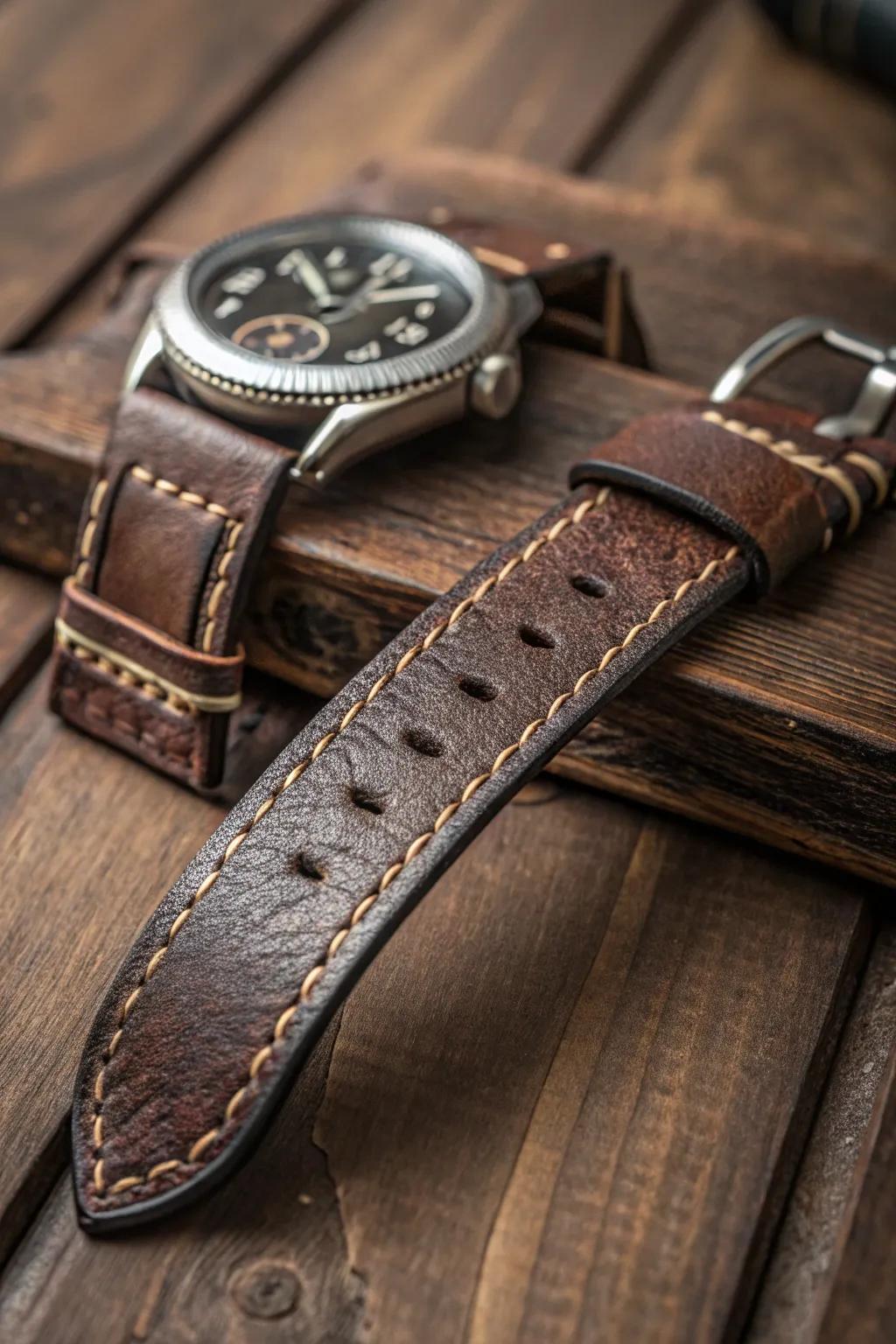 Elevate your timepiece with the art of handcrafted leather.