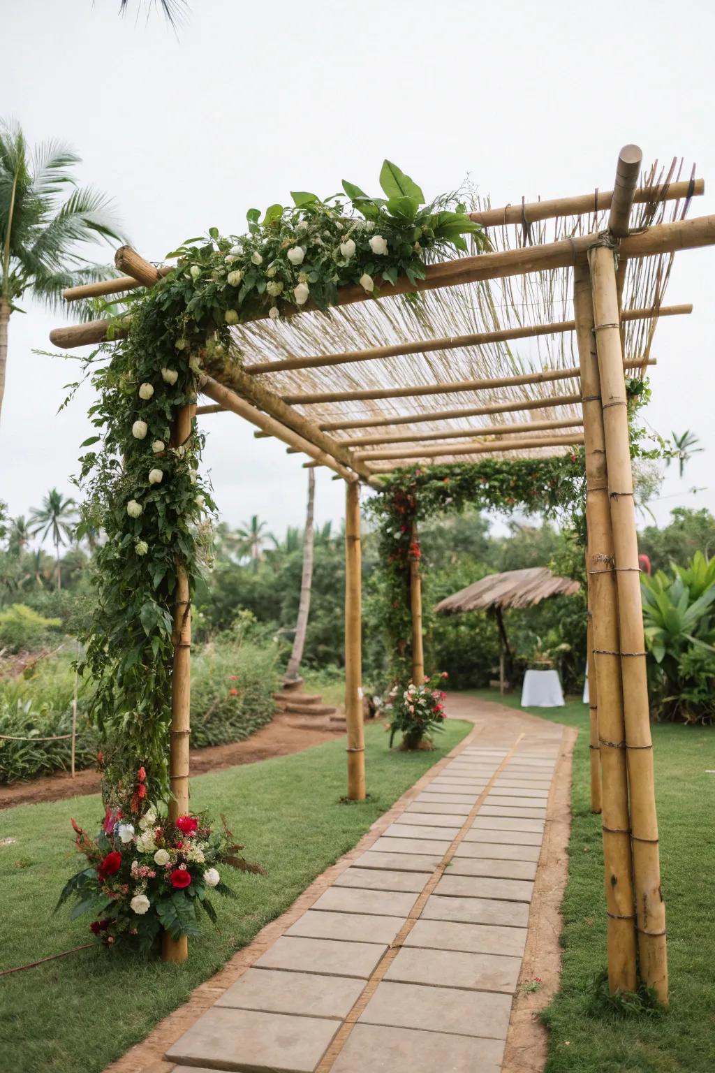 Bamboo adds eco-friendly style to a mandap.