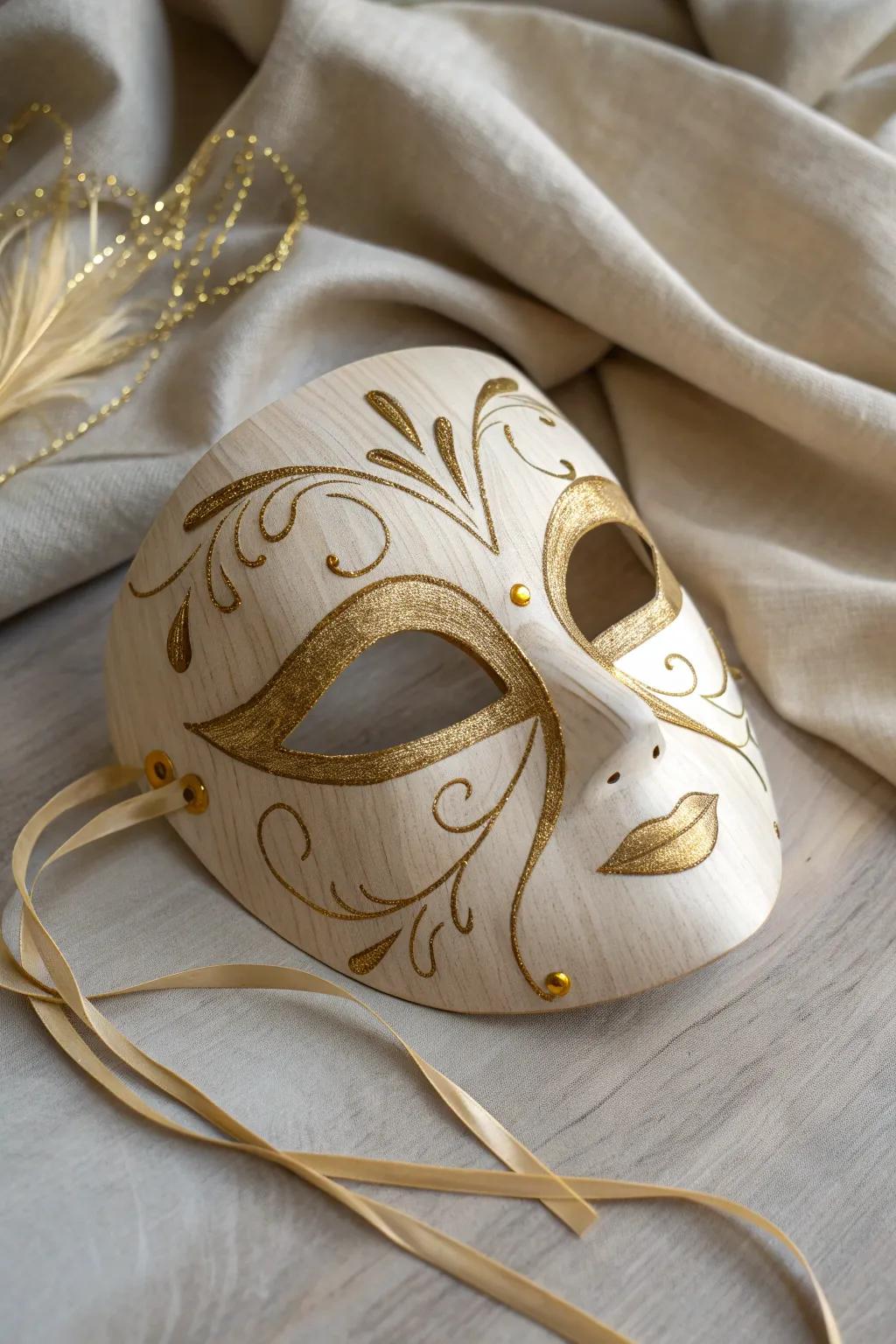Embrace the beauty of simplicity with this minimalist Mardi Gras mask.
