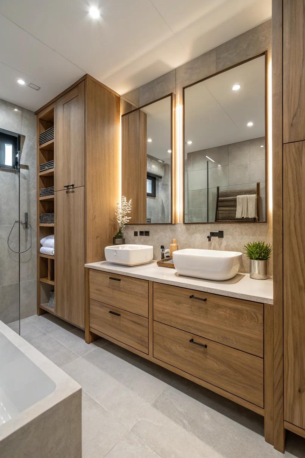 Eco-friendly materials offer sustainability and style in modern bathrooms.