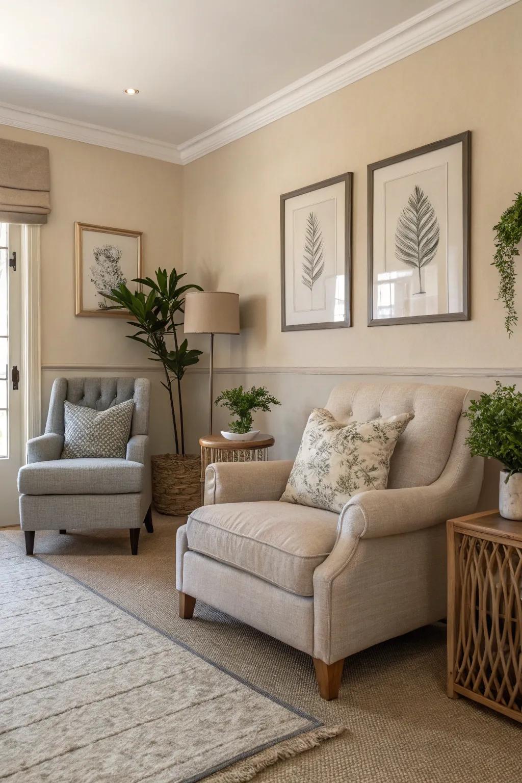 Neutral tones create a serene and peaceful environment.