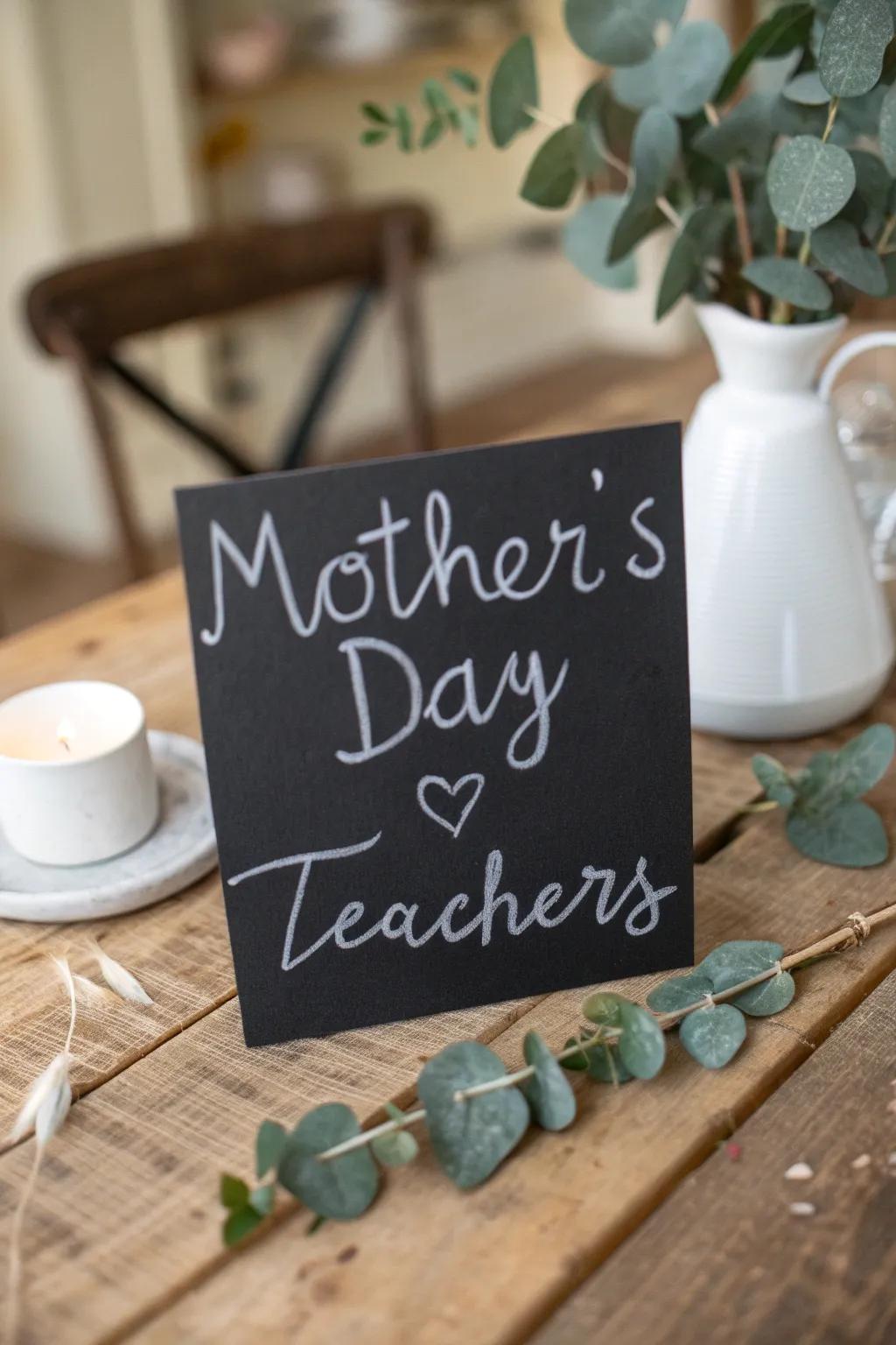 Embrace simplicity and style with a charming chalkboard effect card for Mother's Day.