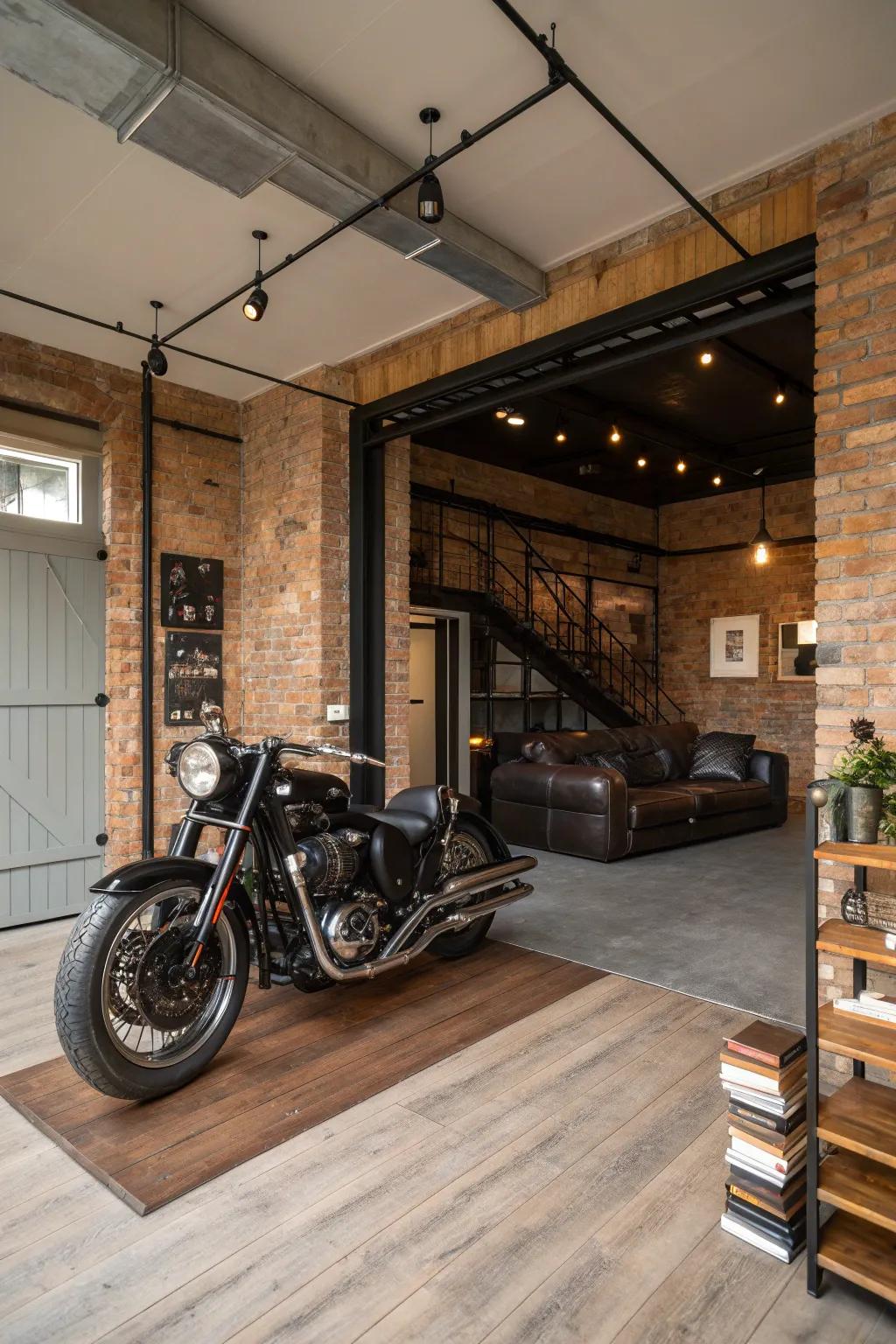 Where passion meets lifestyle: A seamless blend of motorcycle and living space.