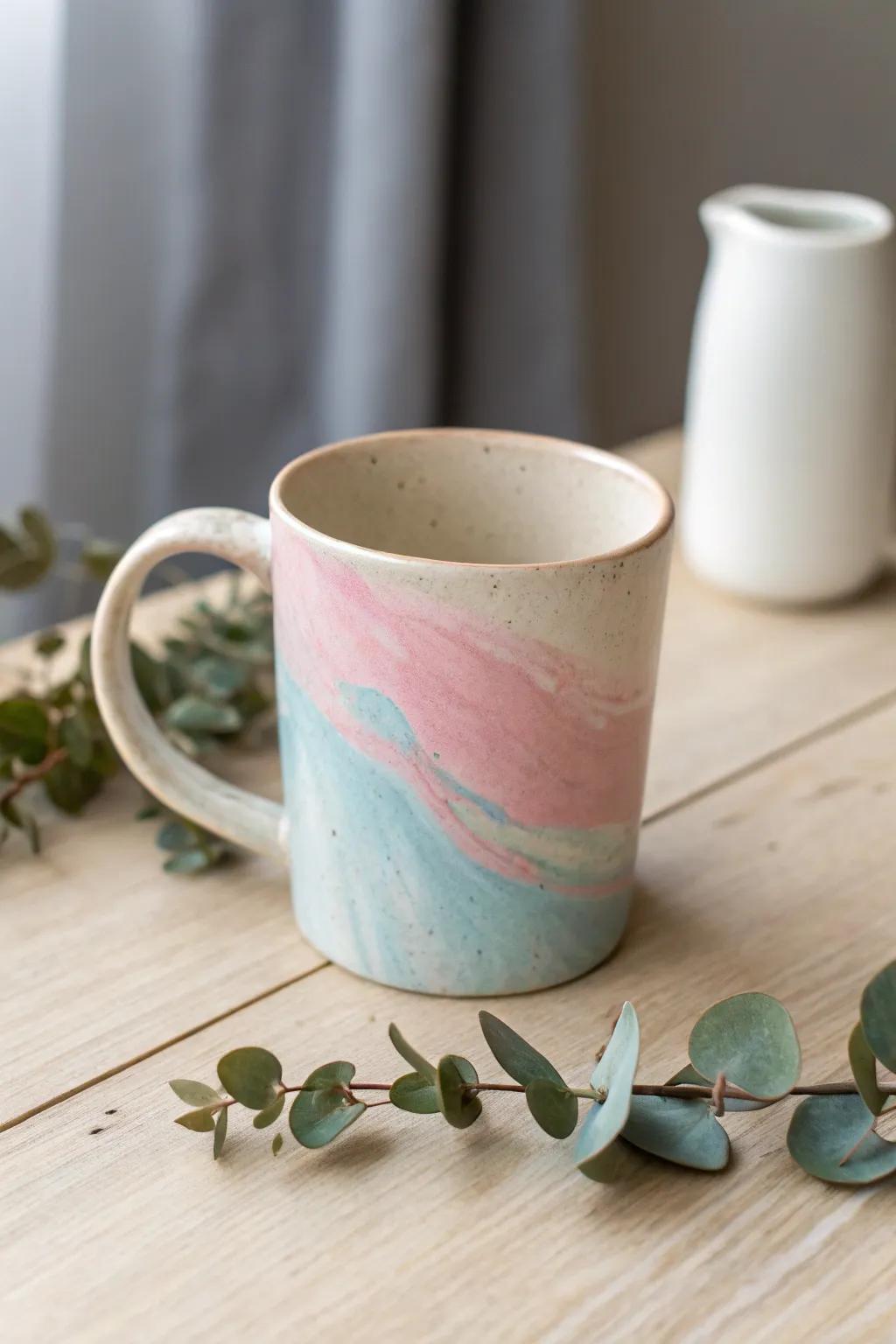 Transform your morning ritual with a mesmerizing gradient paint pour mug - where simplicity meets artistry.