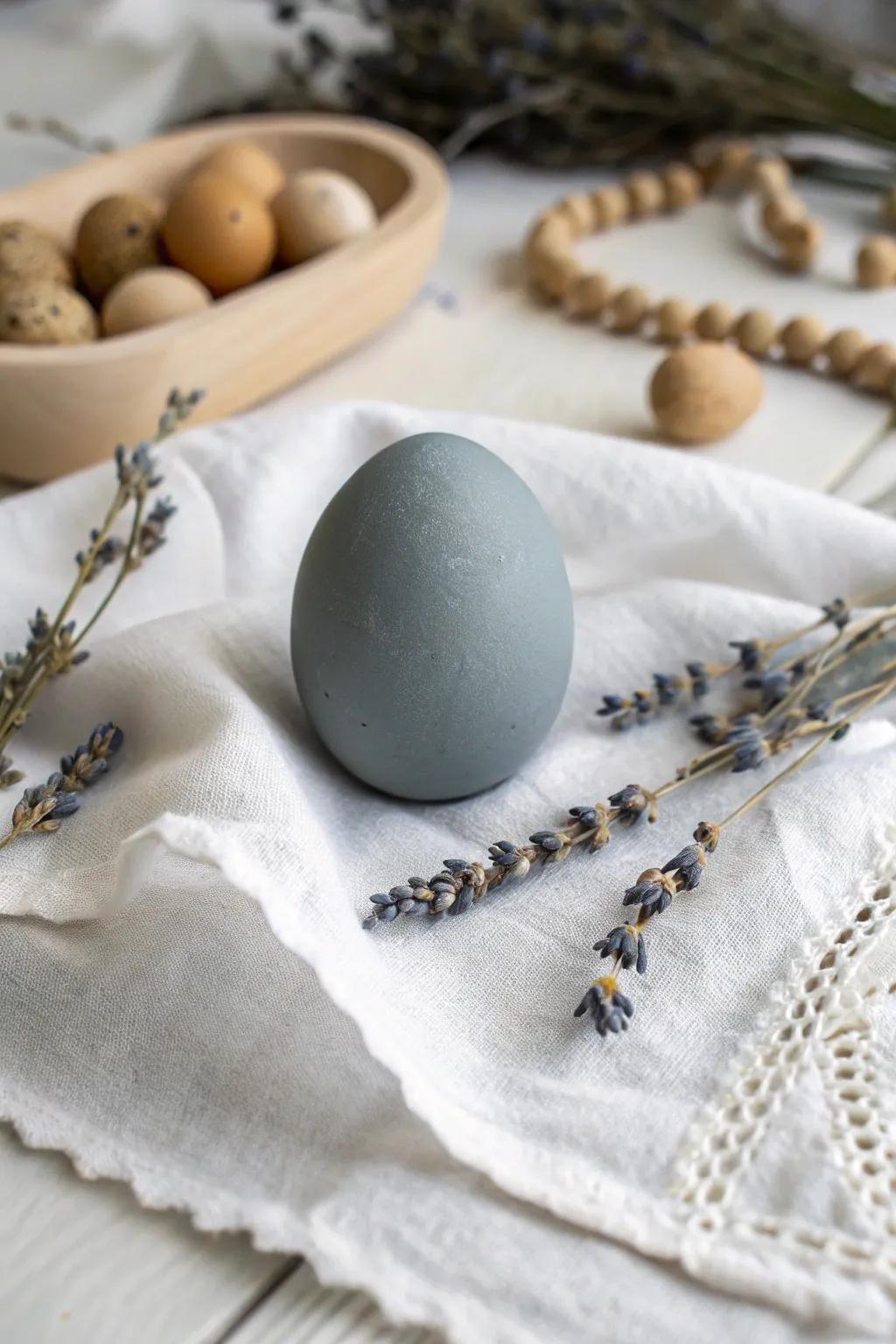 Embrace modern elegance with charcoal-dyed eggs for a chic, minimalist touch.