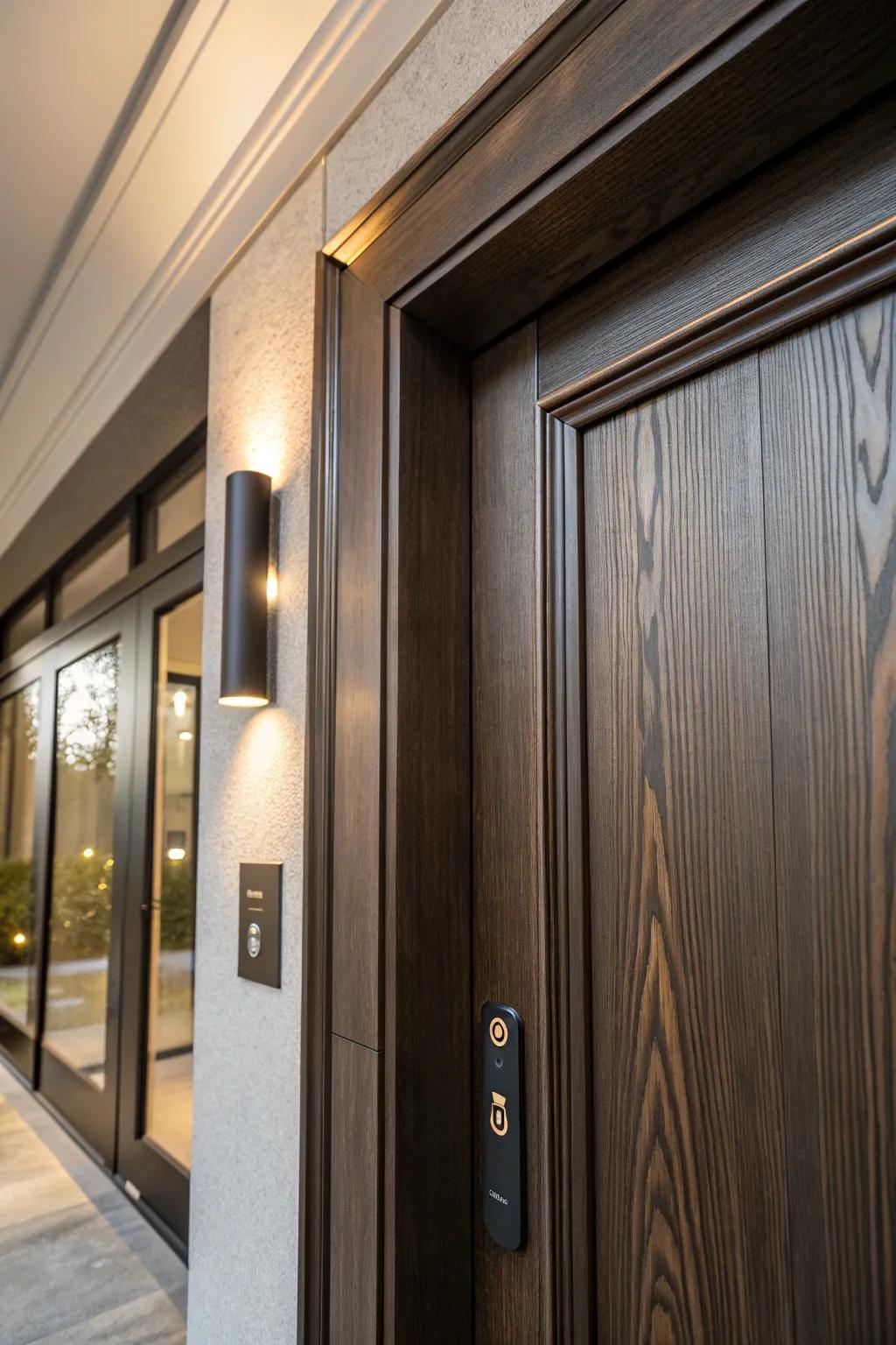 Elevate your entryway with smart lighting in beautifully crafted doorway casings.