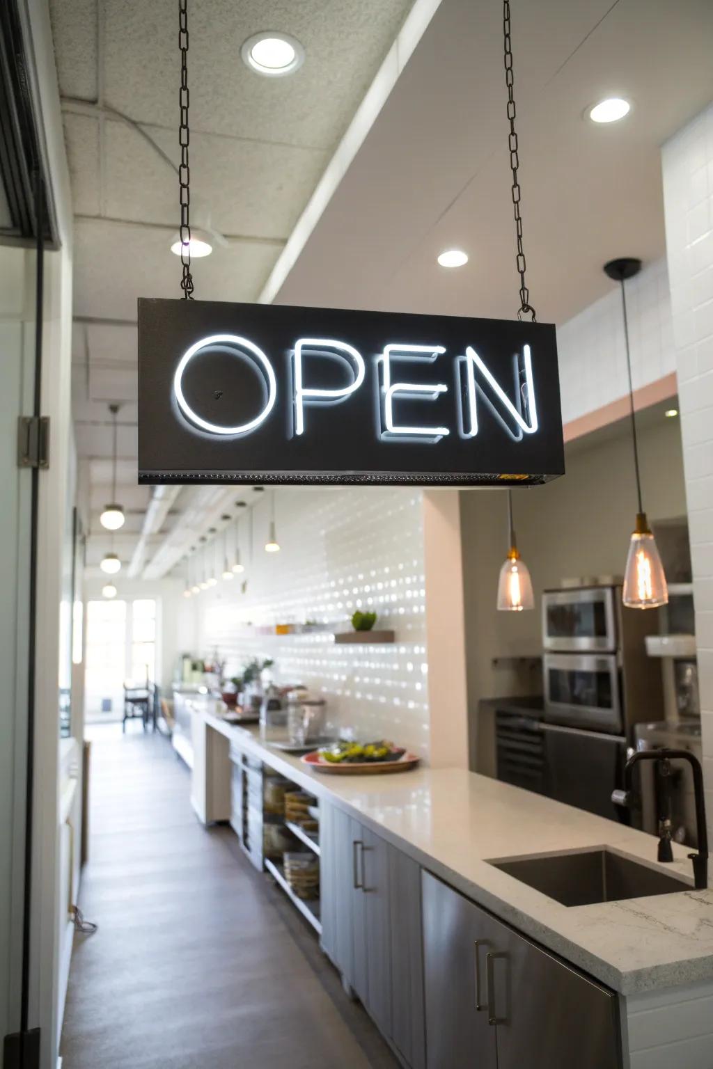 Make a statement with bold typography in your open sign.