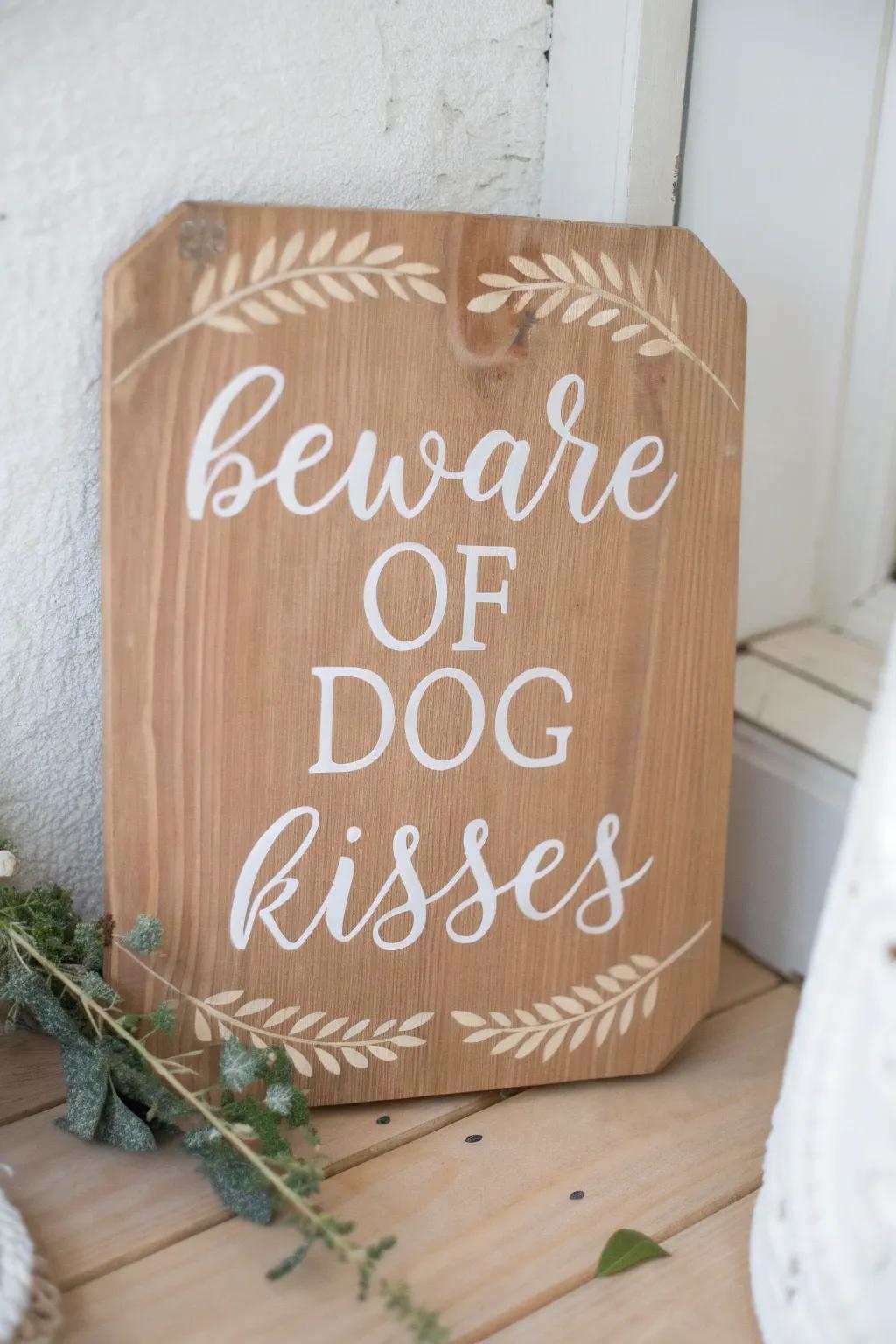 Celebrate your furry friend's love with this charming boho-inspired pet sign. 🐾💖