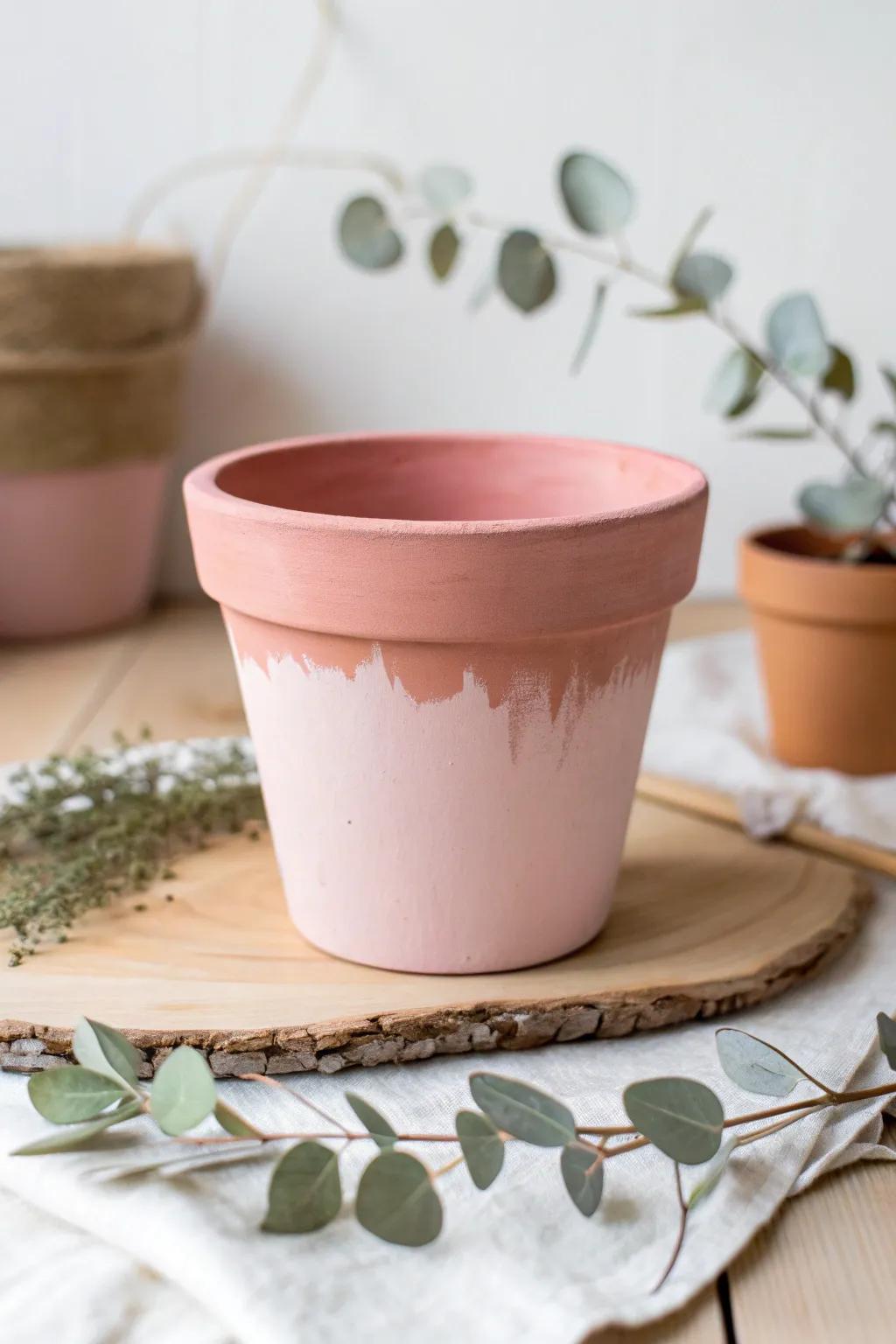 Transform your pots with a chic color-dipped look for a modern, minimalist touch.