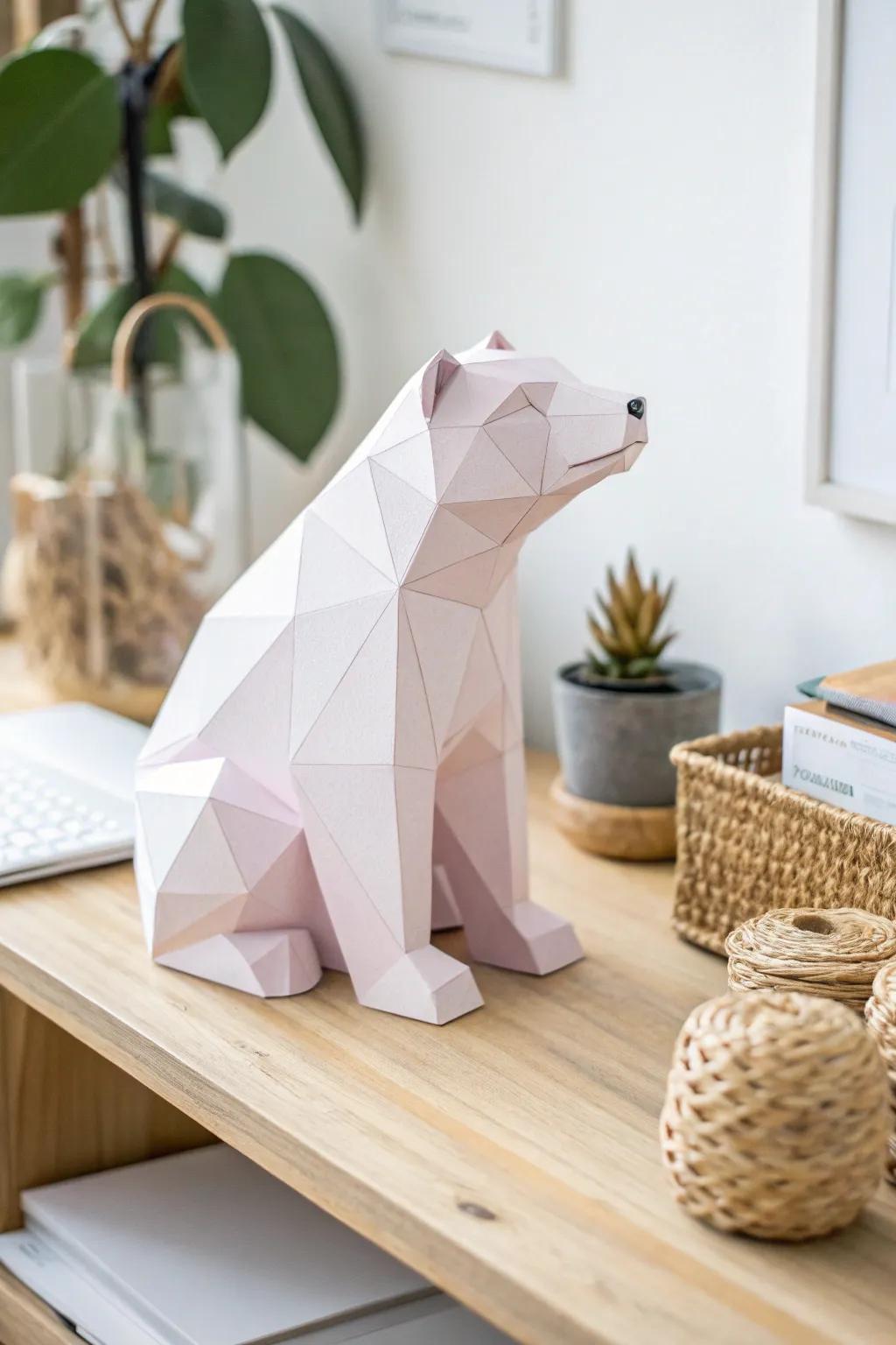 Elevate your space with a handcrafted paper bear, blending minimalist charm with boho elegance.