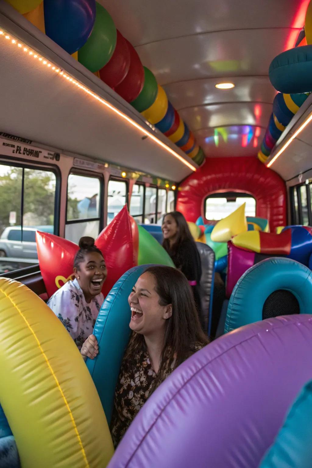 Inflatable shapes add a playful and unexpected element to the decor.