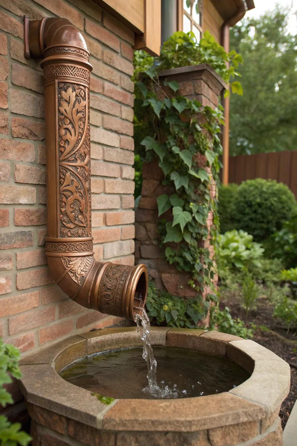 Elevate your patio's protection with artful downspout extensions.
