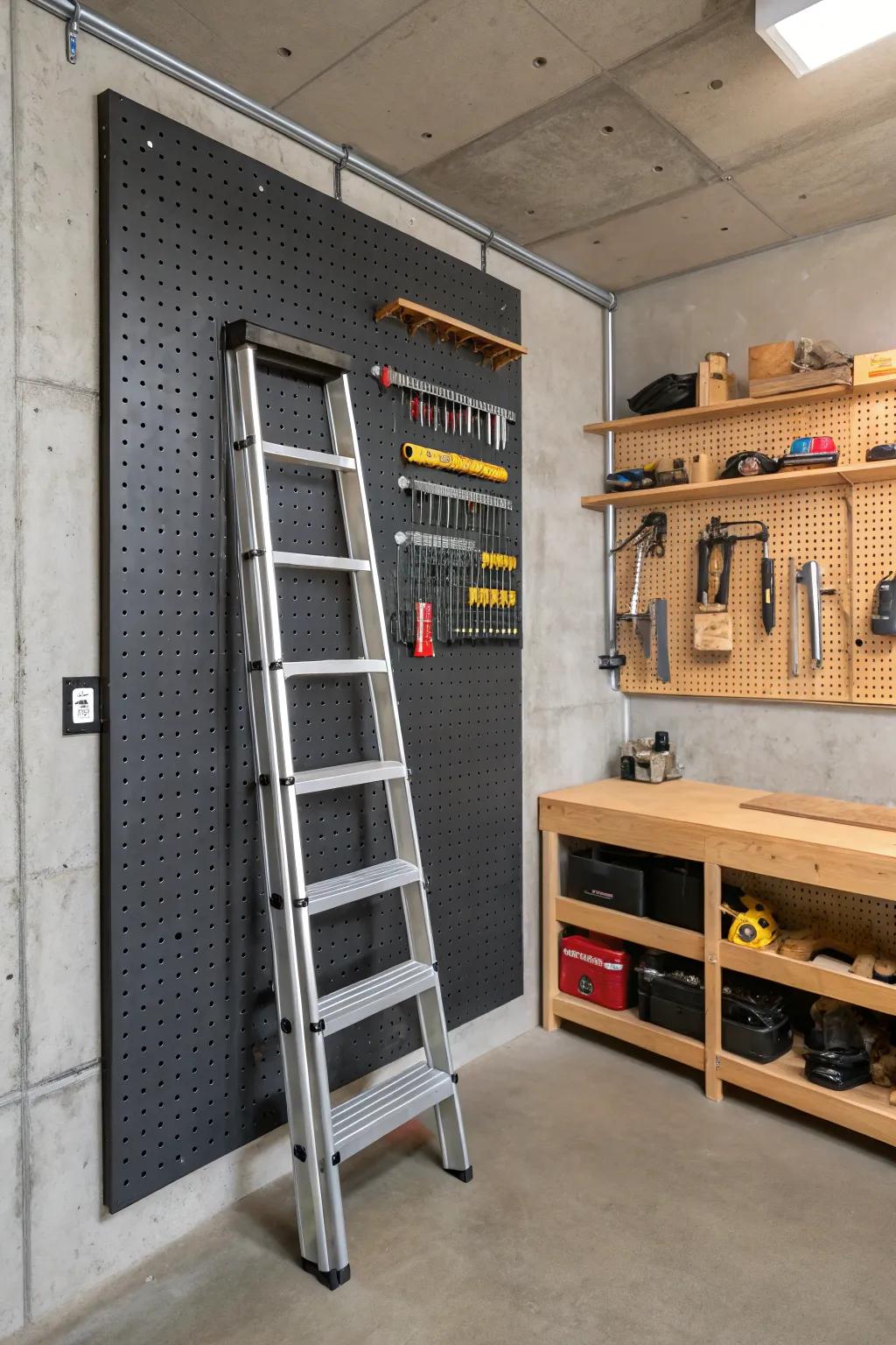 Elevate your garage organization with a stylish DIY ladder rack. Maximize space and embrace craftsmanship.