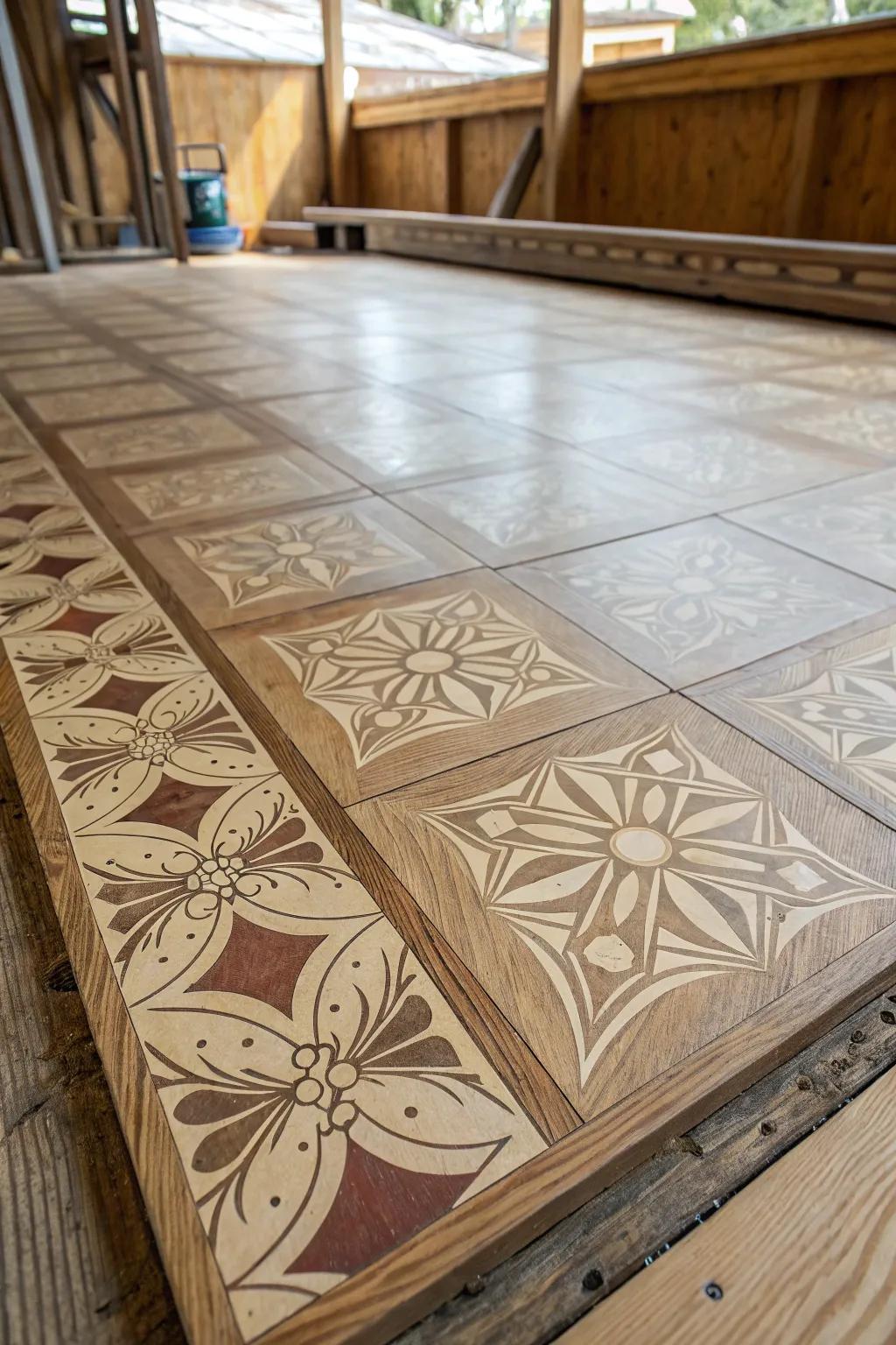 Elevate your shed's utility space with the timeless charm and durability of linoleum over plywood.