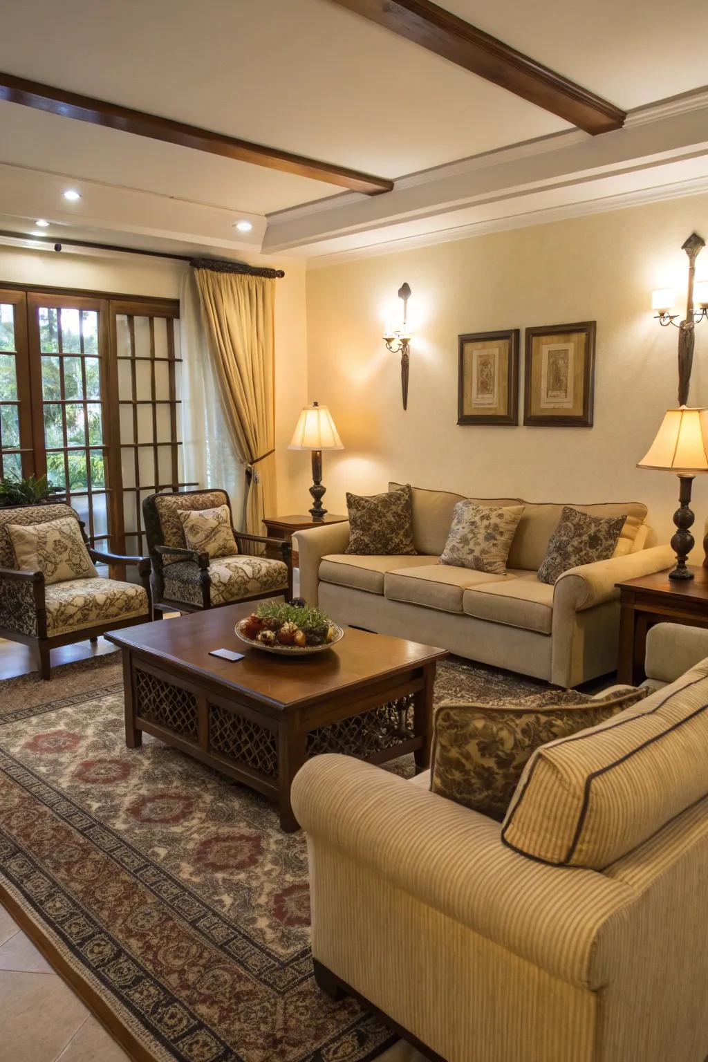 Low-slung furniture creates a relaxed ambiance.