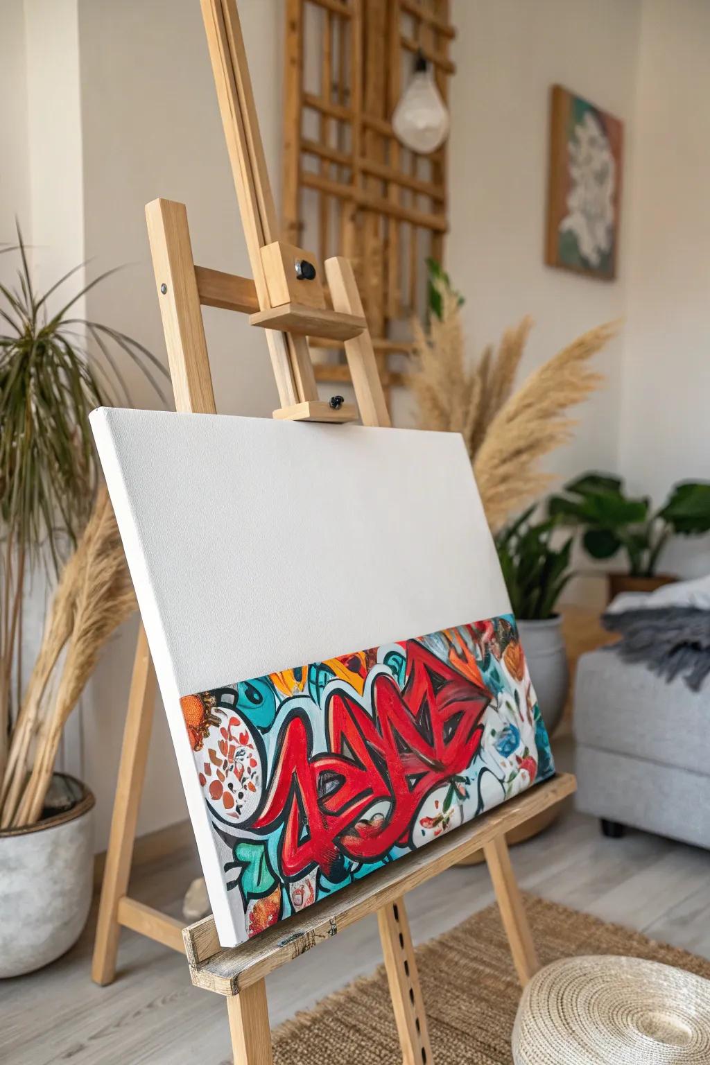 Bold urban vibes meet minimalist elegance in this stunning Posca graffiti art piece.