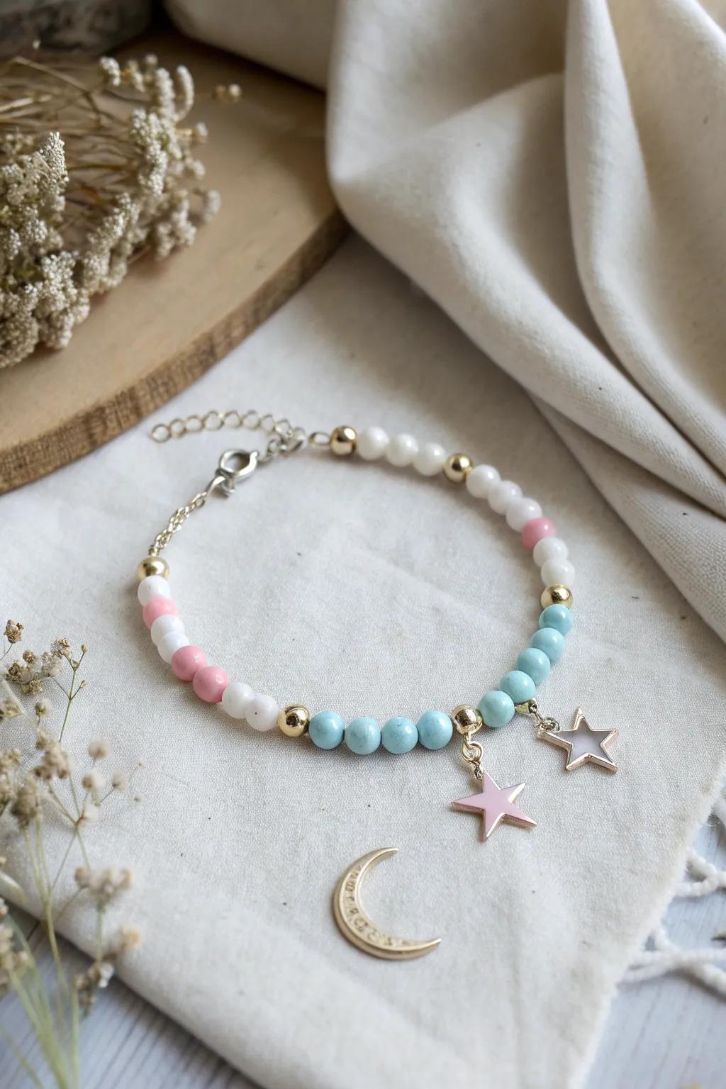 Capture the magic of summer nights with this mystical moon and star charm bracelet.