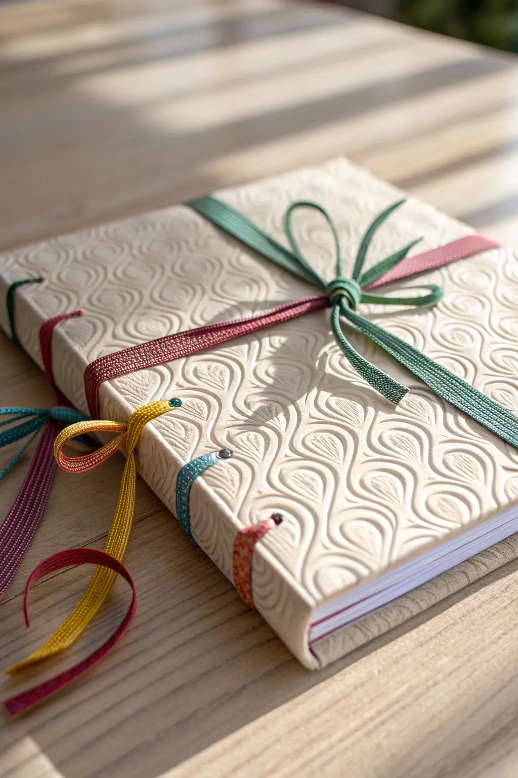 Add a touch of whimsy to your preschool memory book with colorful ribbon bindings, blending simplicity and elegance.