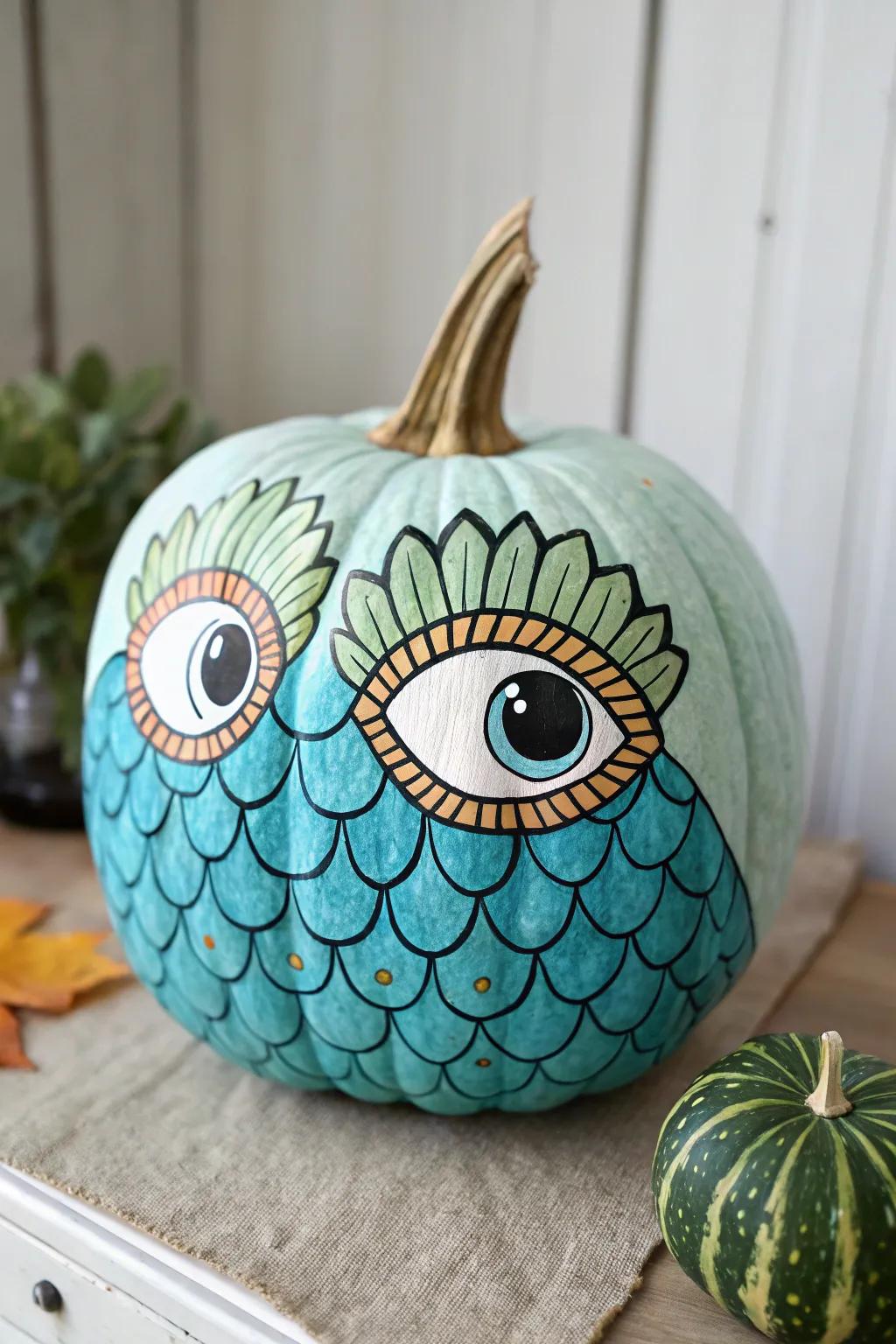 Dive into the depths of creativity with ocean-inspired pumpkin eyes!