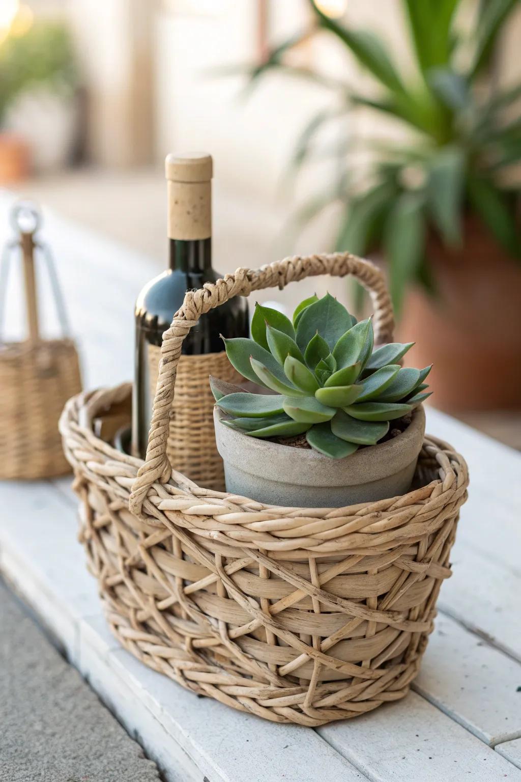 Elevate your wine basket with a touch of nature's beauty.