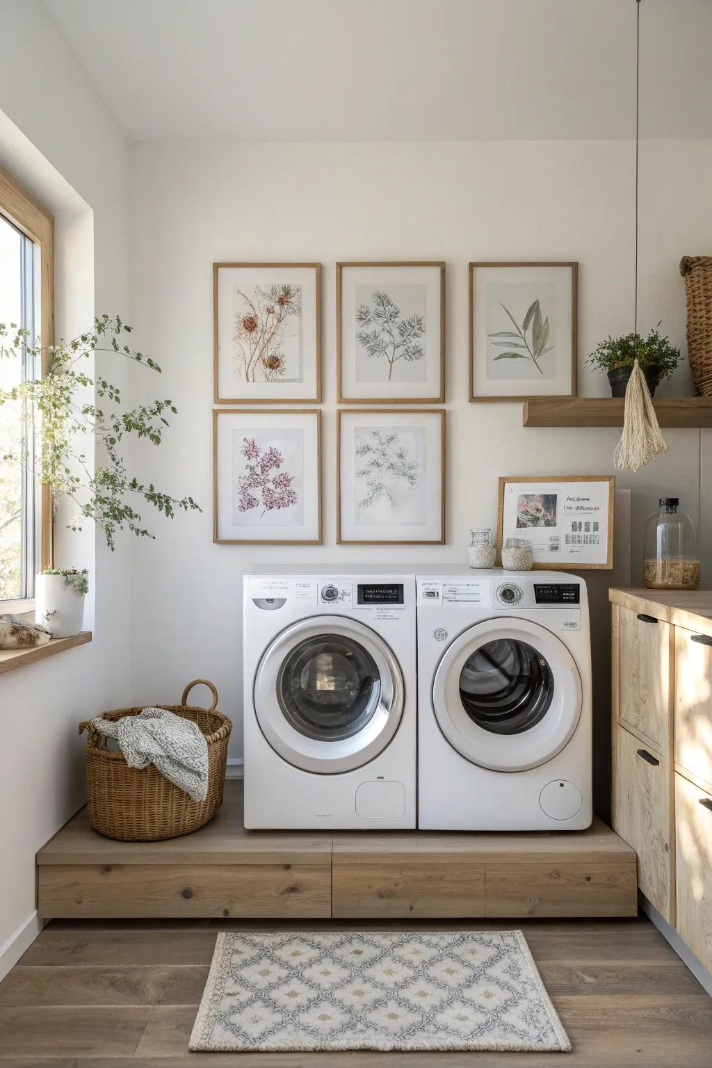 Transform your laundry routine with a touch of artful elegance. Elevate your space and your spirit with a curated wall of inspiration.