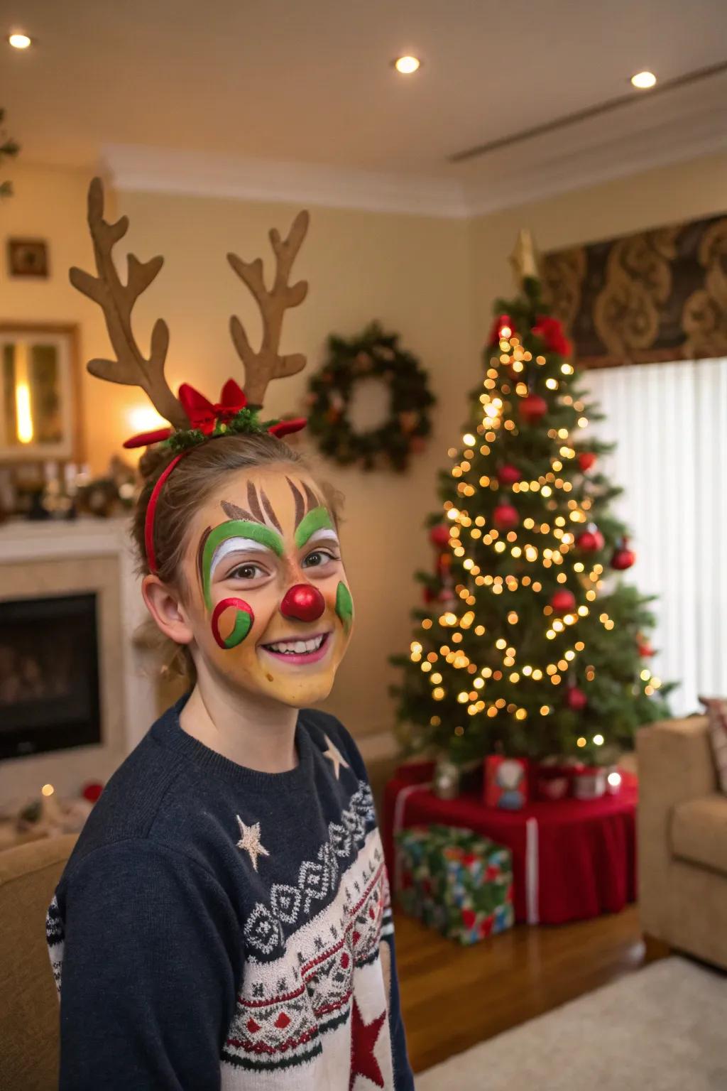 Festive colors make your reindeer design pop with holiday cheer.