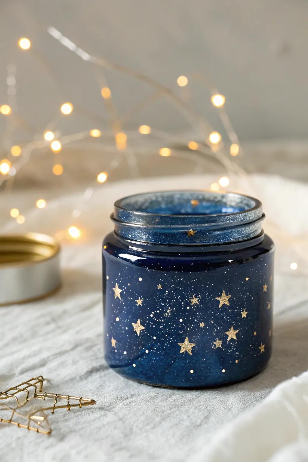 Bring the magic of a starry night indoors with this enchanting resin jar.