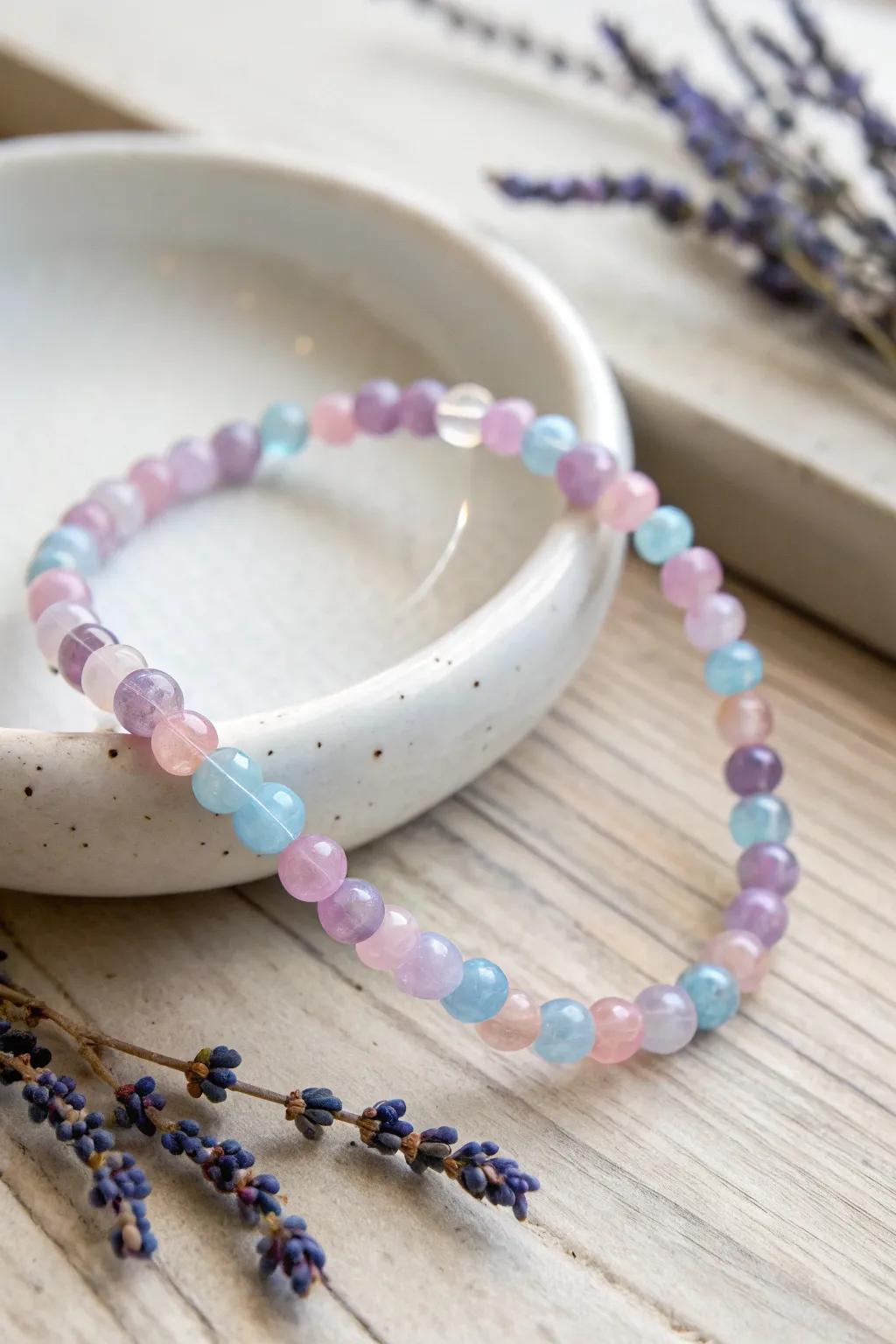 Dreamy watercolor hues in a bracelet that paints elegance with every bead.