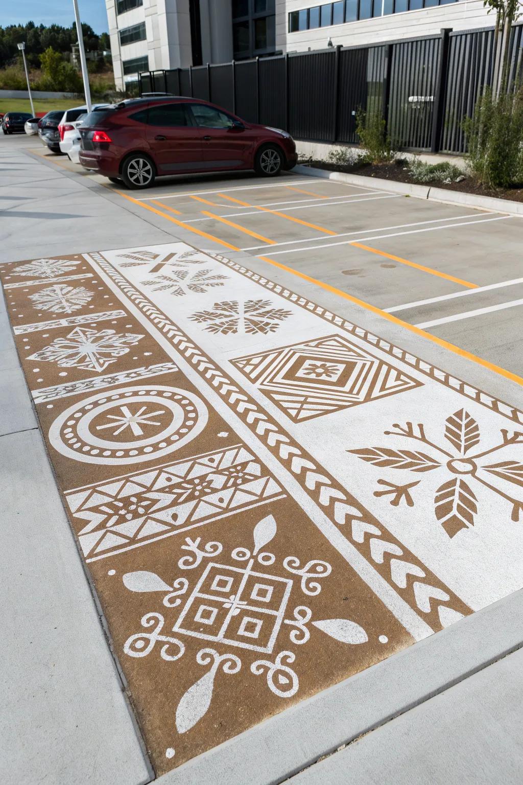 Celebrate heritage with minimalist elegance: a senior parking spot stencil inspired by Scandinavian and Boho designs.