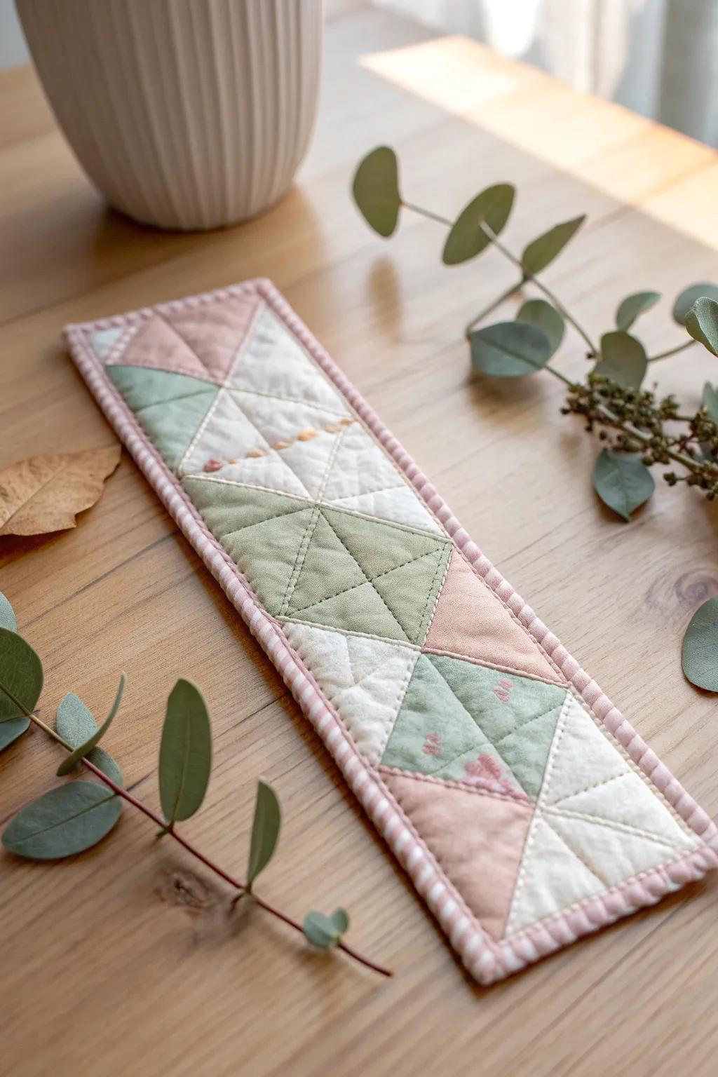 A touch of creativity and craftsmanship in every stitch—quilted art bookmarks for the young artist.