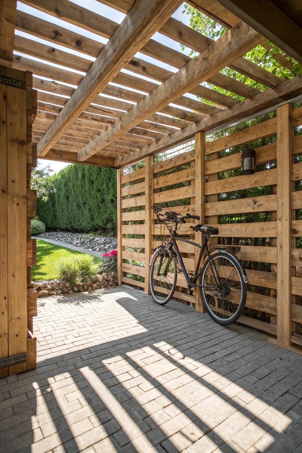 Elevate your bike storage with this handcrafted rustic solution.