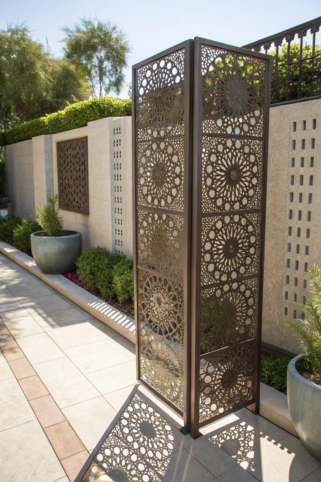 Transform your patio into a private oasis with this artistic metal privacy screen.