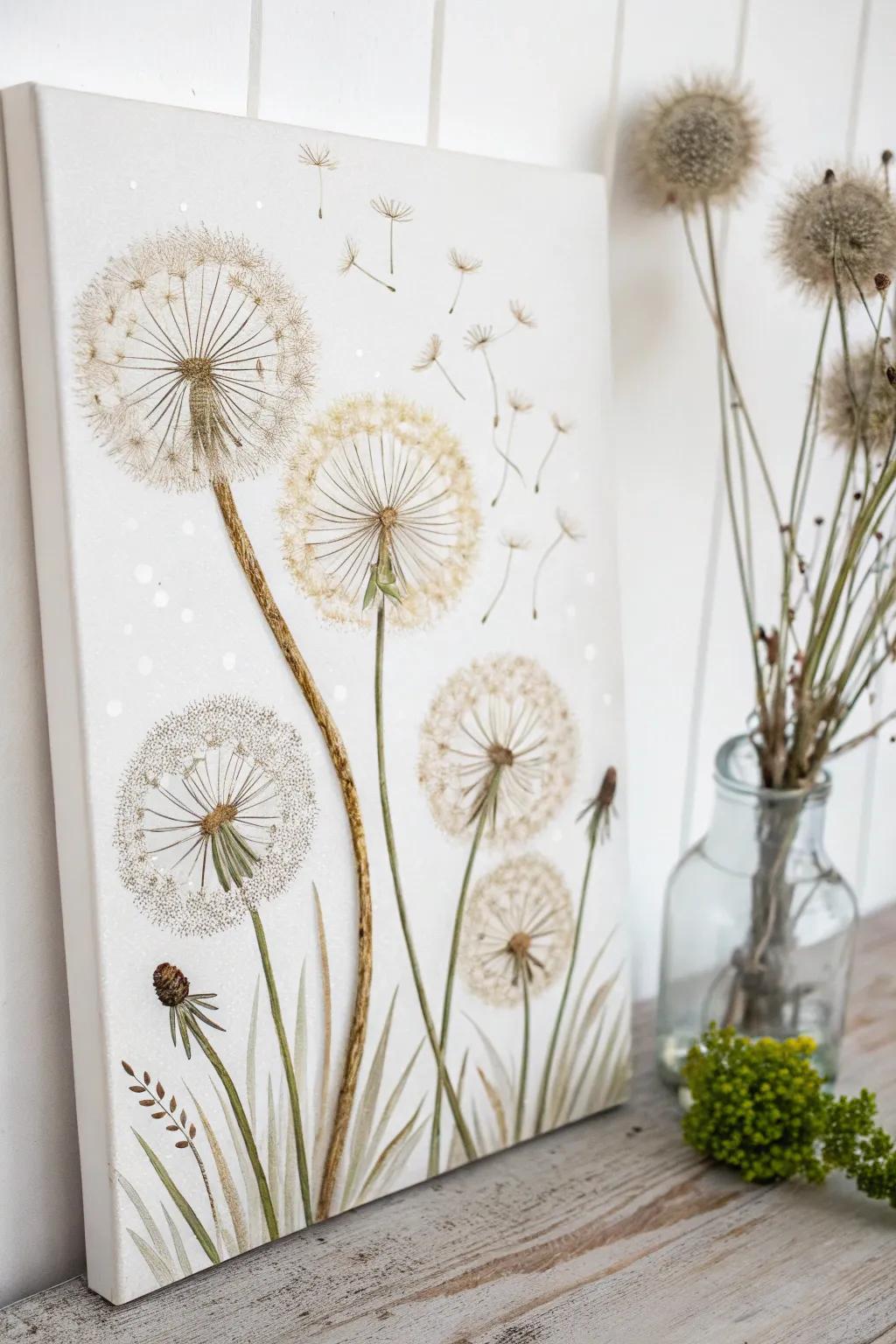 Embrace the art of simplicity with whimsical dandelions, capturing the essence of nature's delicate beauty.