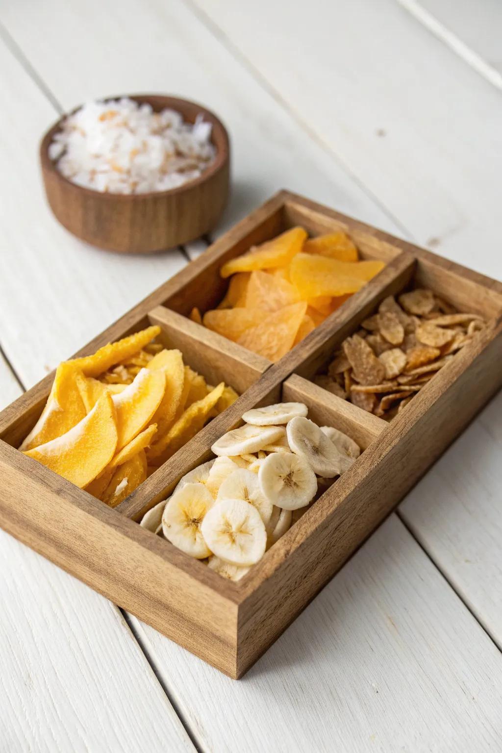 Embark on an Exotic Adventure with this tropical snackle box, where simplicity meets natural beauty.