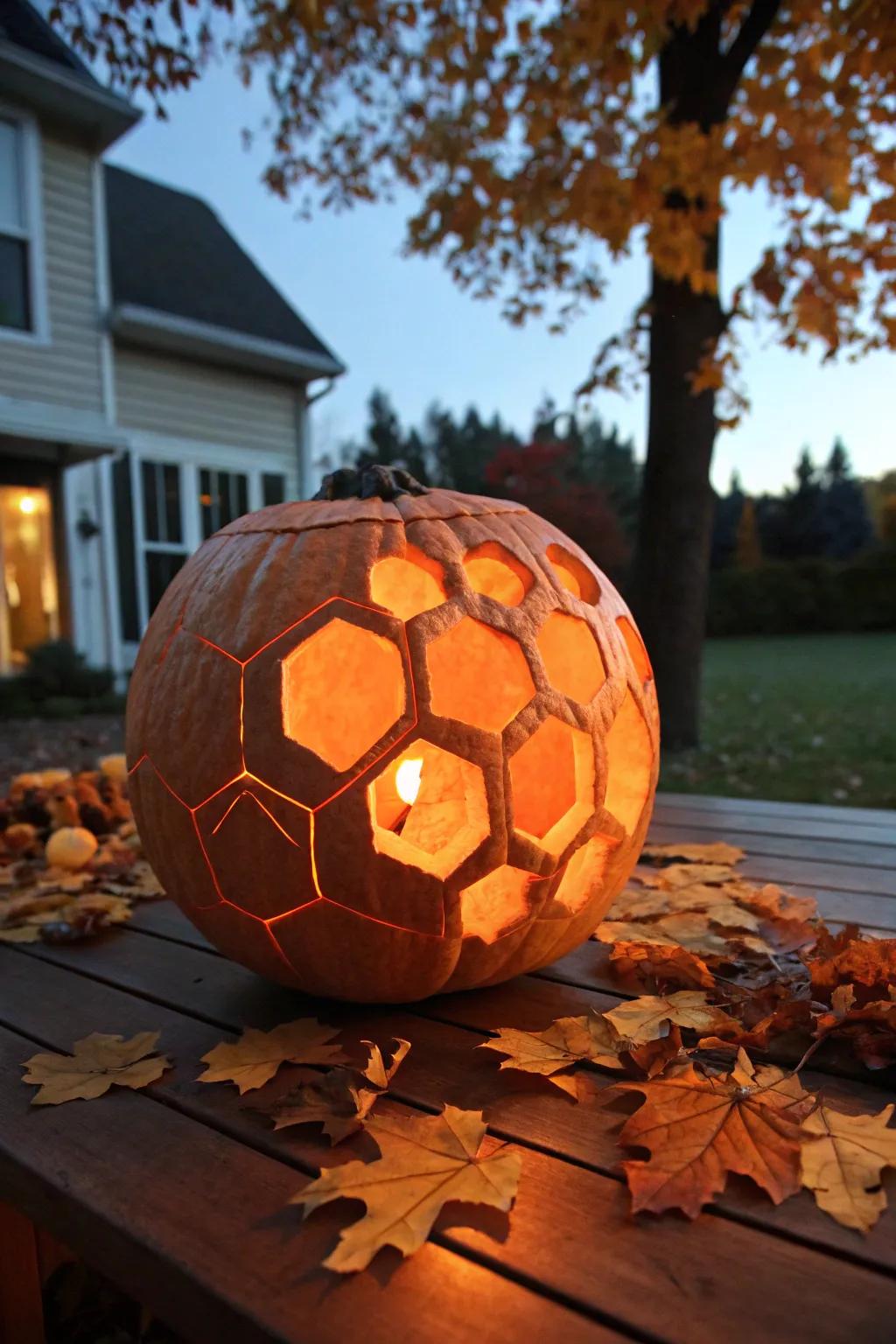 Illuminate your autumn nights with a stunning soccer ball lantern, blending sport and seasonal artistry.