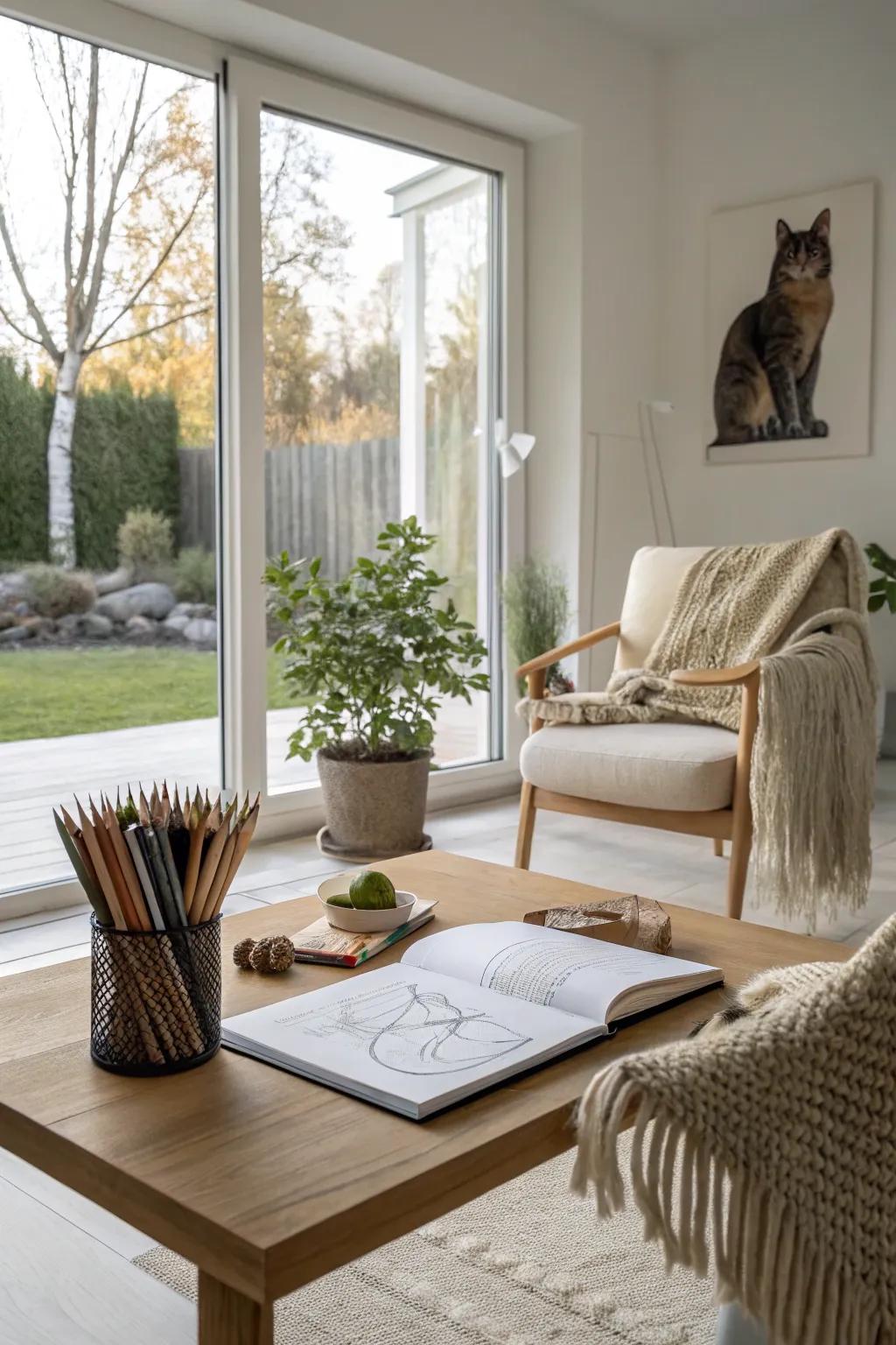 Capture the essence of spring with serene sketches of your furry friends in their natural element.