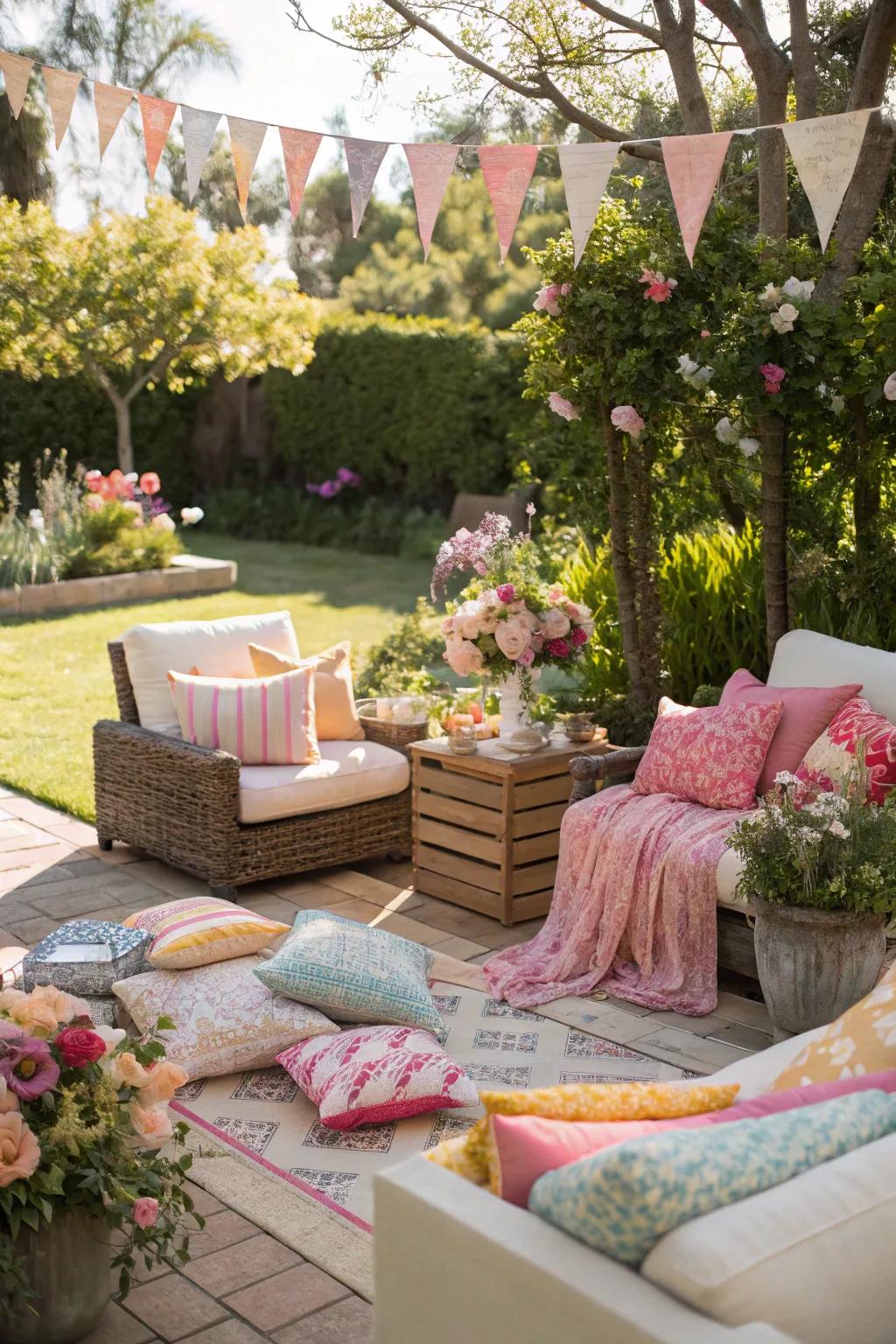 A cozy outdoor sun lounge for guests to relax and enjoy the day.