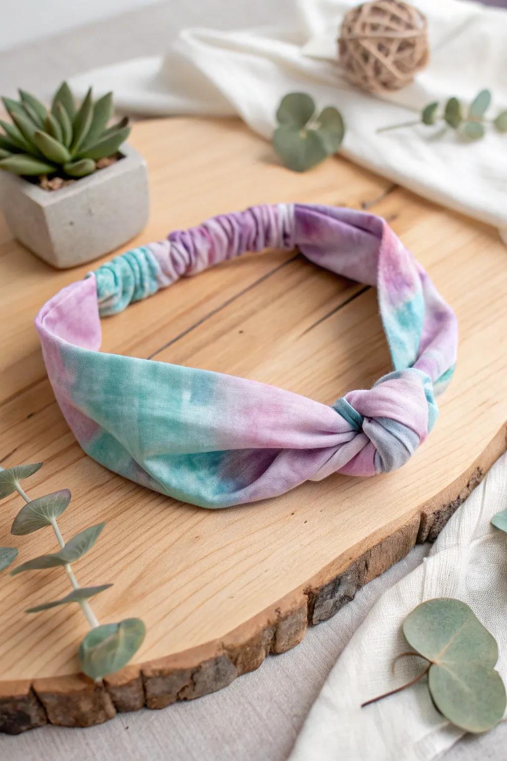 Add a touch of boho-chic to your style with this handcrafted tie dye headband, the perfect blend of color and simplicity.