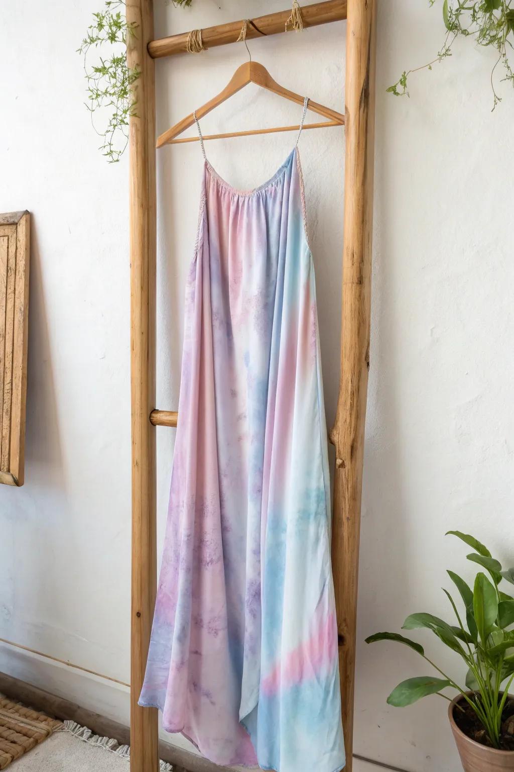 Dream in color with a handcrafted tie-dye nightgown that adds a touch of whimsy to your bedtime routine.