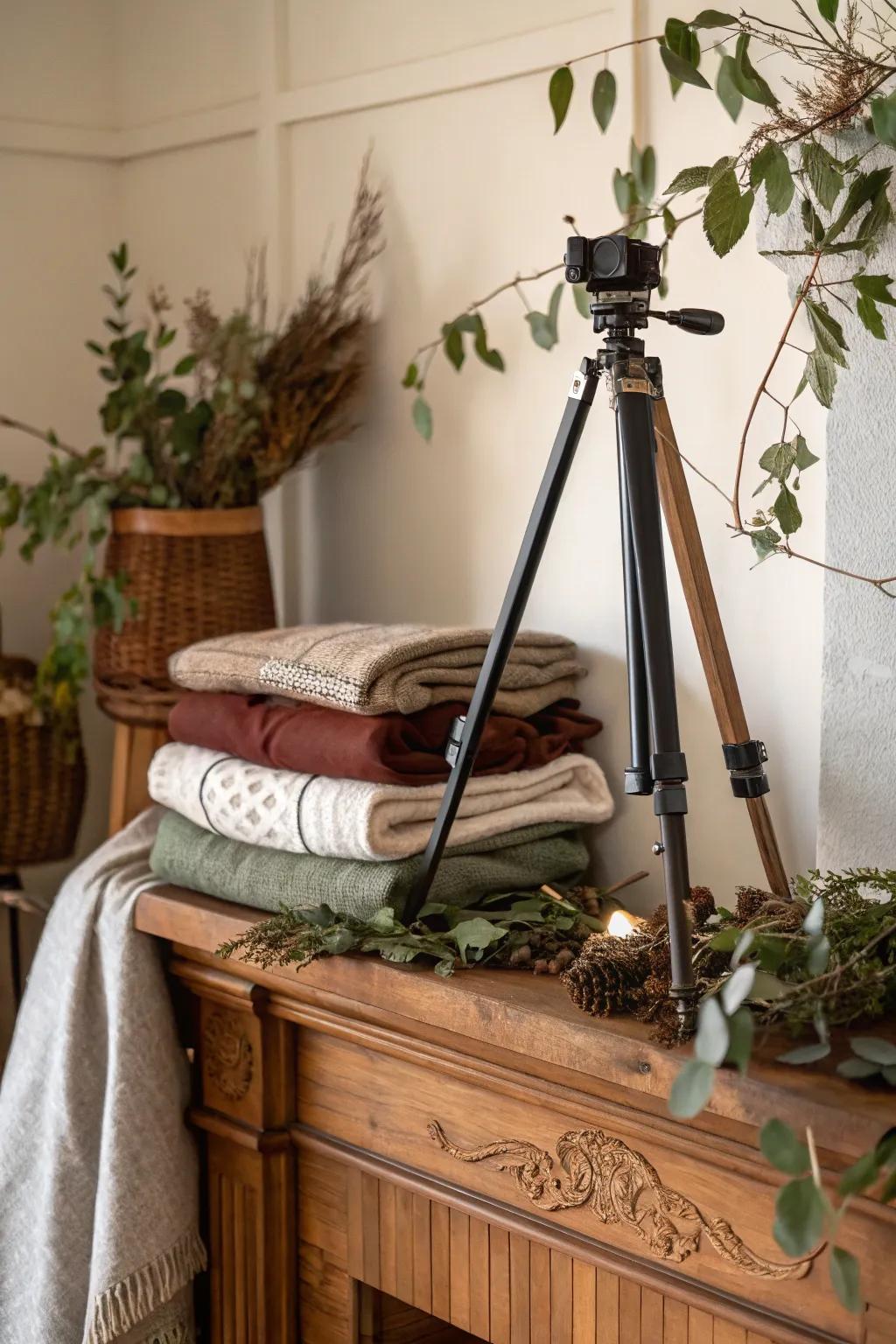 Layered textures with tripod vessels create a rich visual experience.