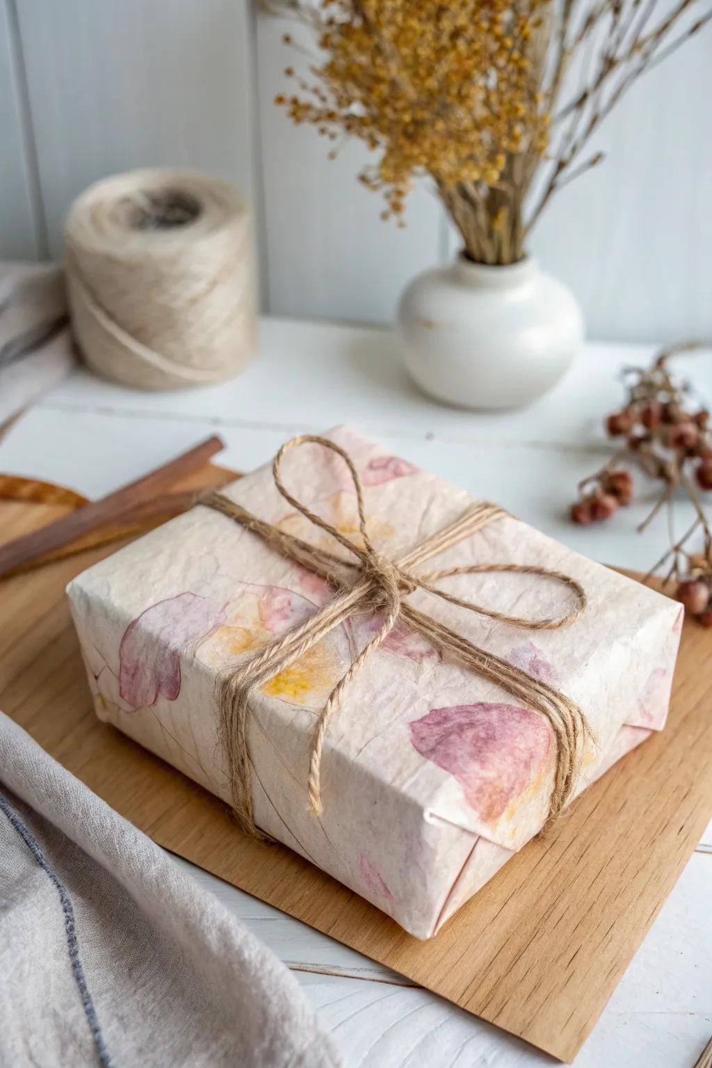 Embrace the art of gift-giving with naturally dyed paper for a truly vintage and handcrafted touch. 🌿🎁 #VintageWrap #HandcraftedBeauty
