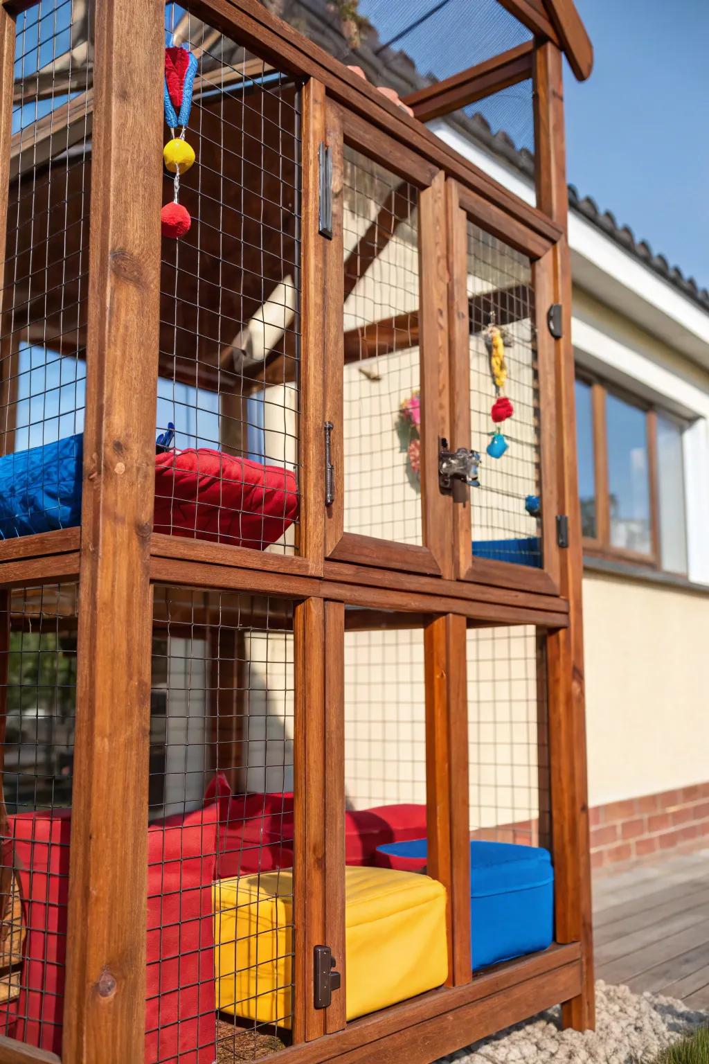 Add a splash of color to your catio for endless feline fun and aesthetic appeal.