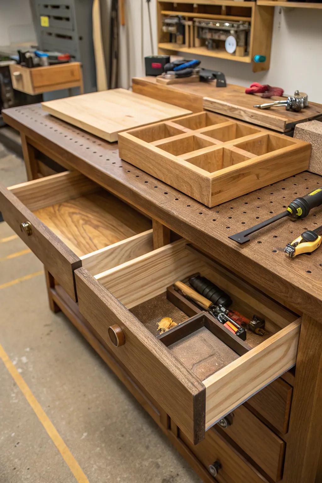 Elevate your workspace with these under-bench storage hacks, perfect for the craftsman who values both style and functionality.