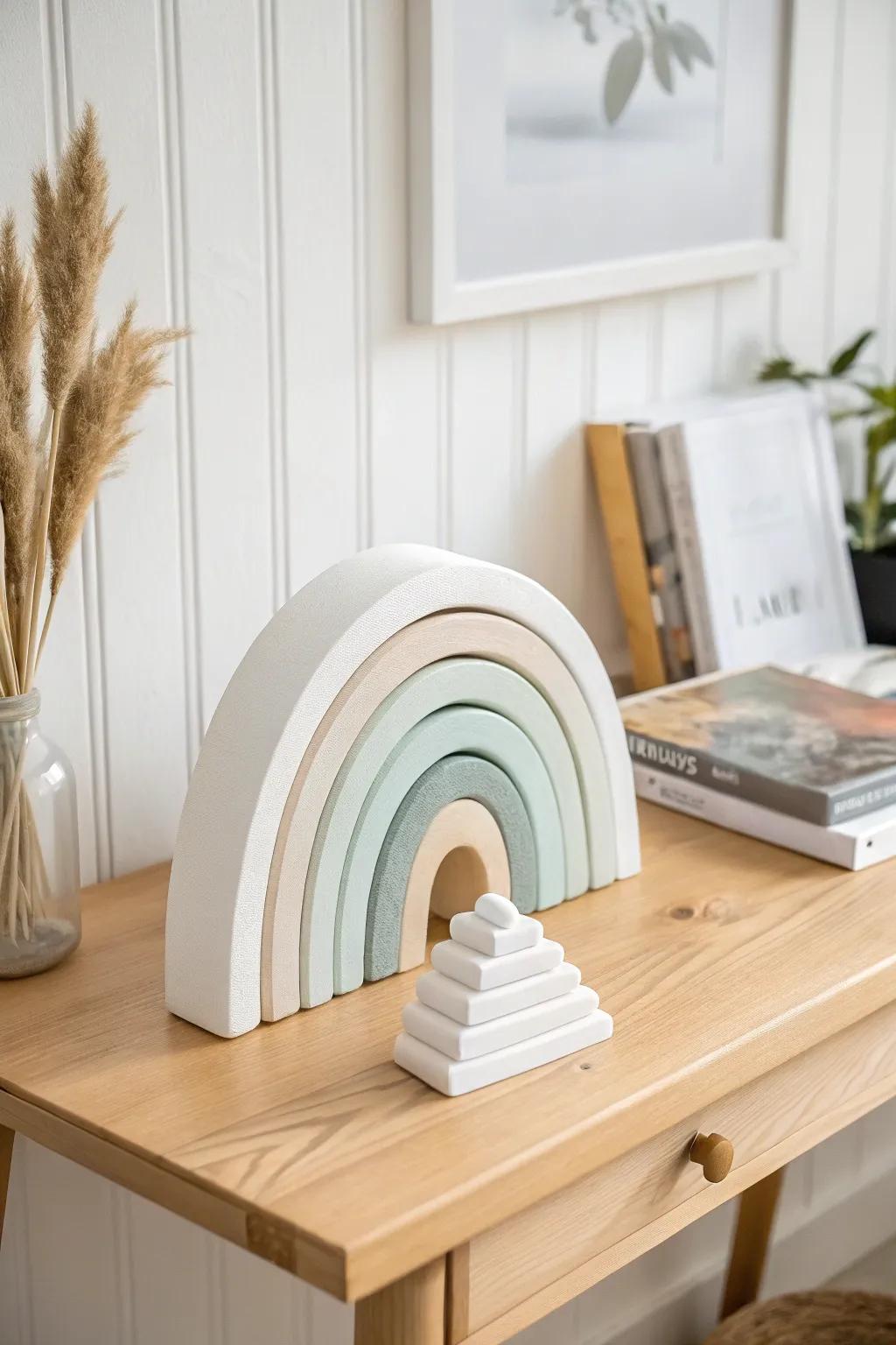 Elevate your workspace with the modern elegance of foam board sculptures. #MinimalistArt #ScandiStyle
